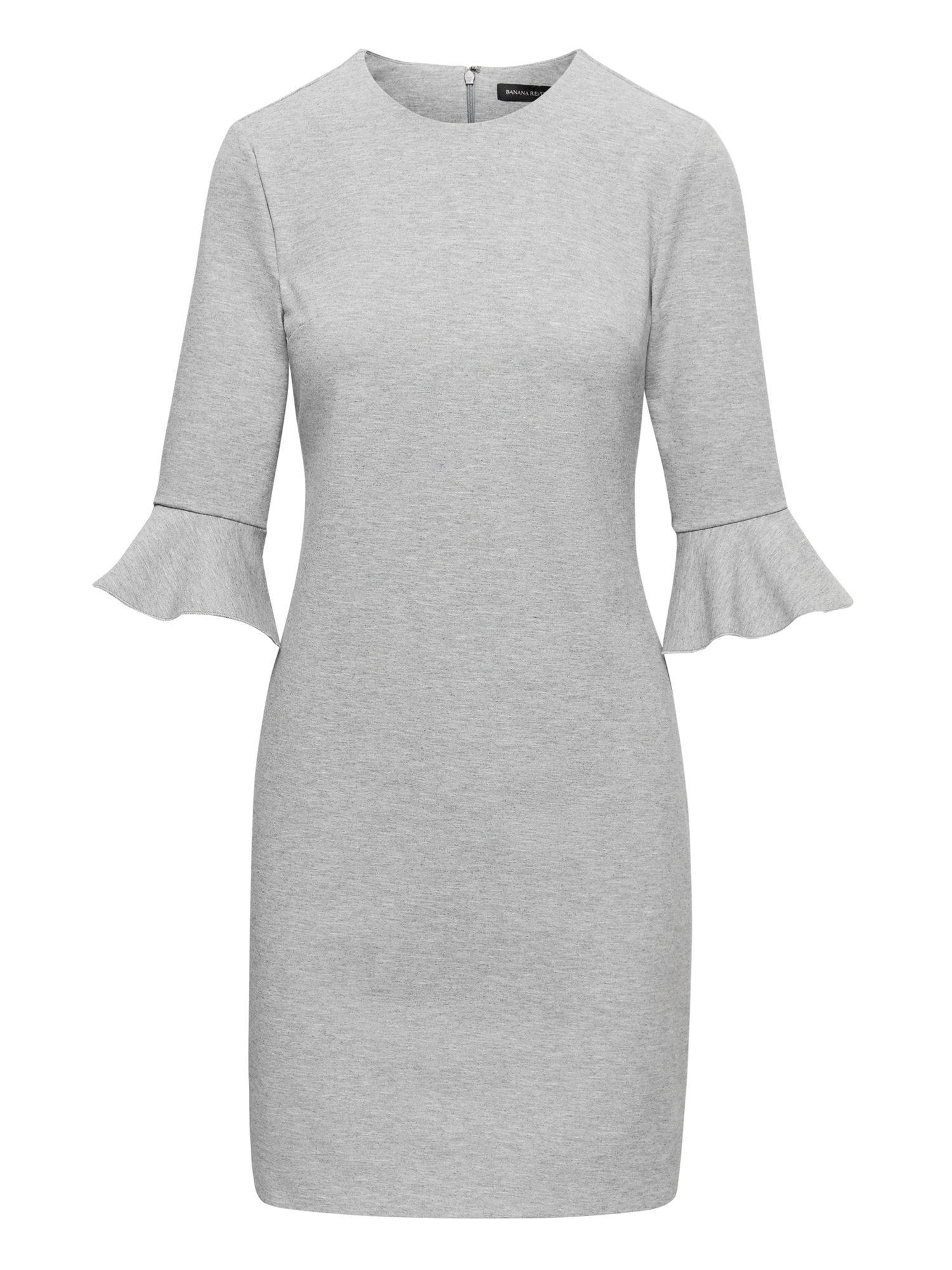 Heathered Ponte Flutter-Sleeve Dress