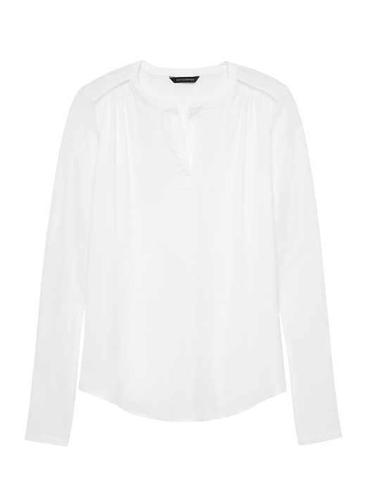 Micromodal Split-Neck Top With Ladder Lace | Banana Republic