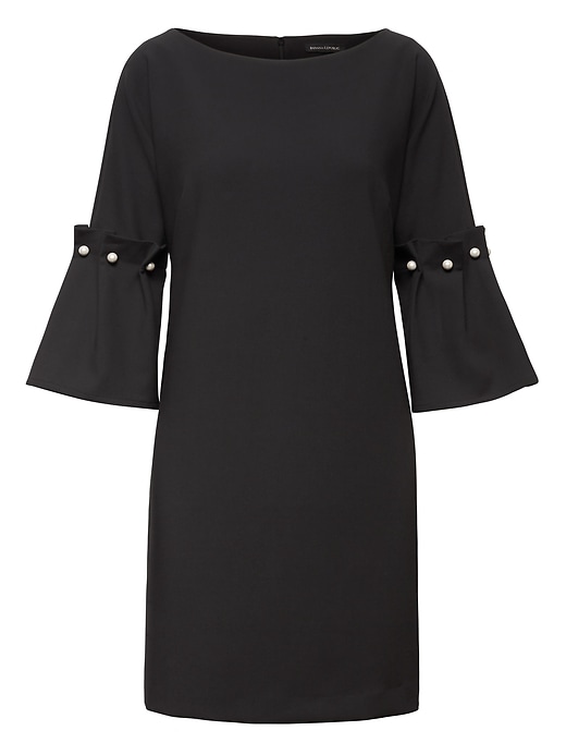 Bell-Sleeve Shift Dress with Pearl Accents | Banana Republic