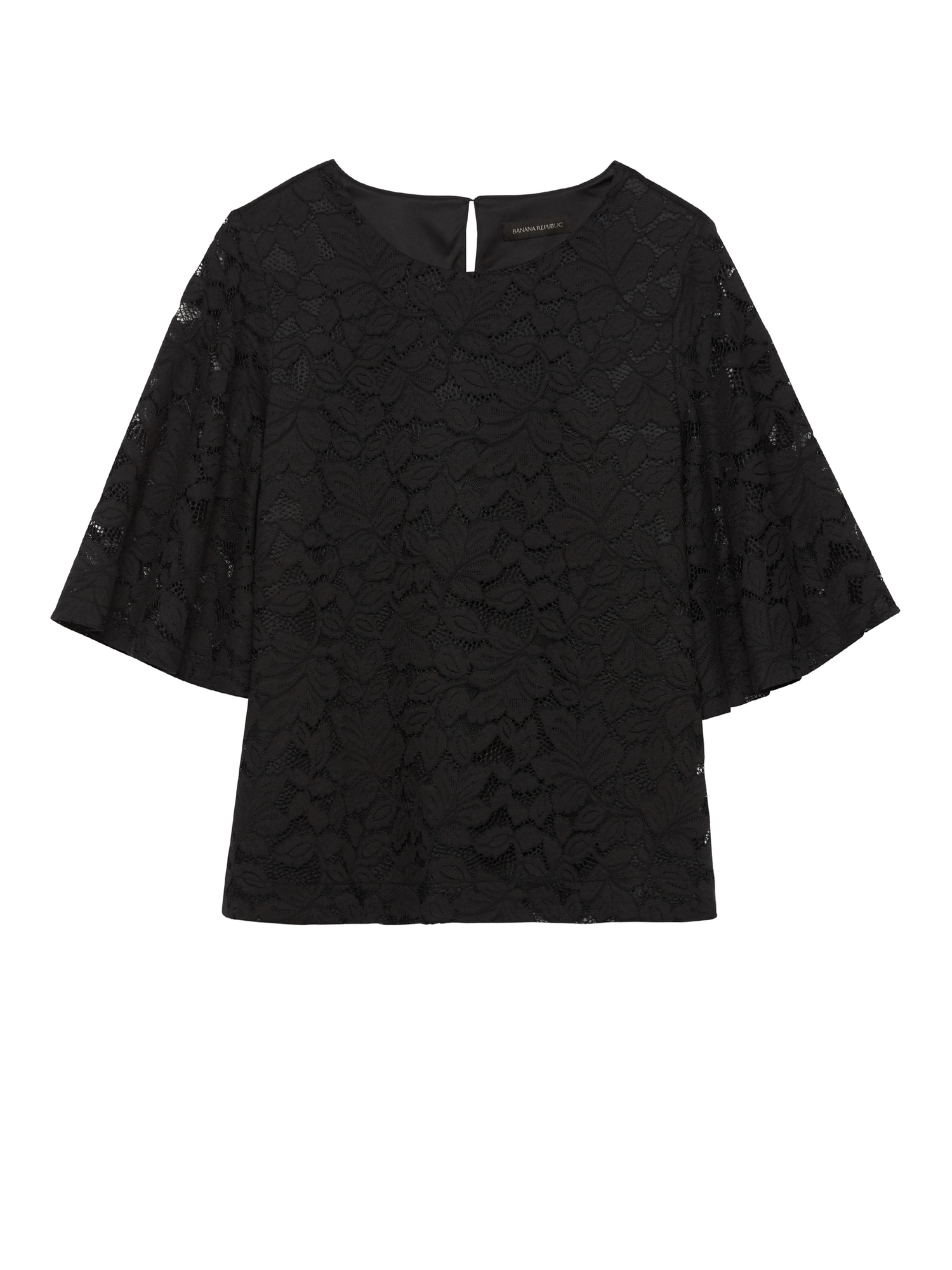 Banana Republic Black Lace Flare Sleeve Top