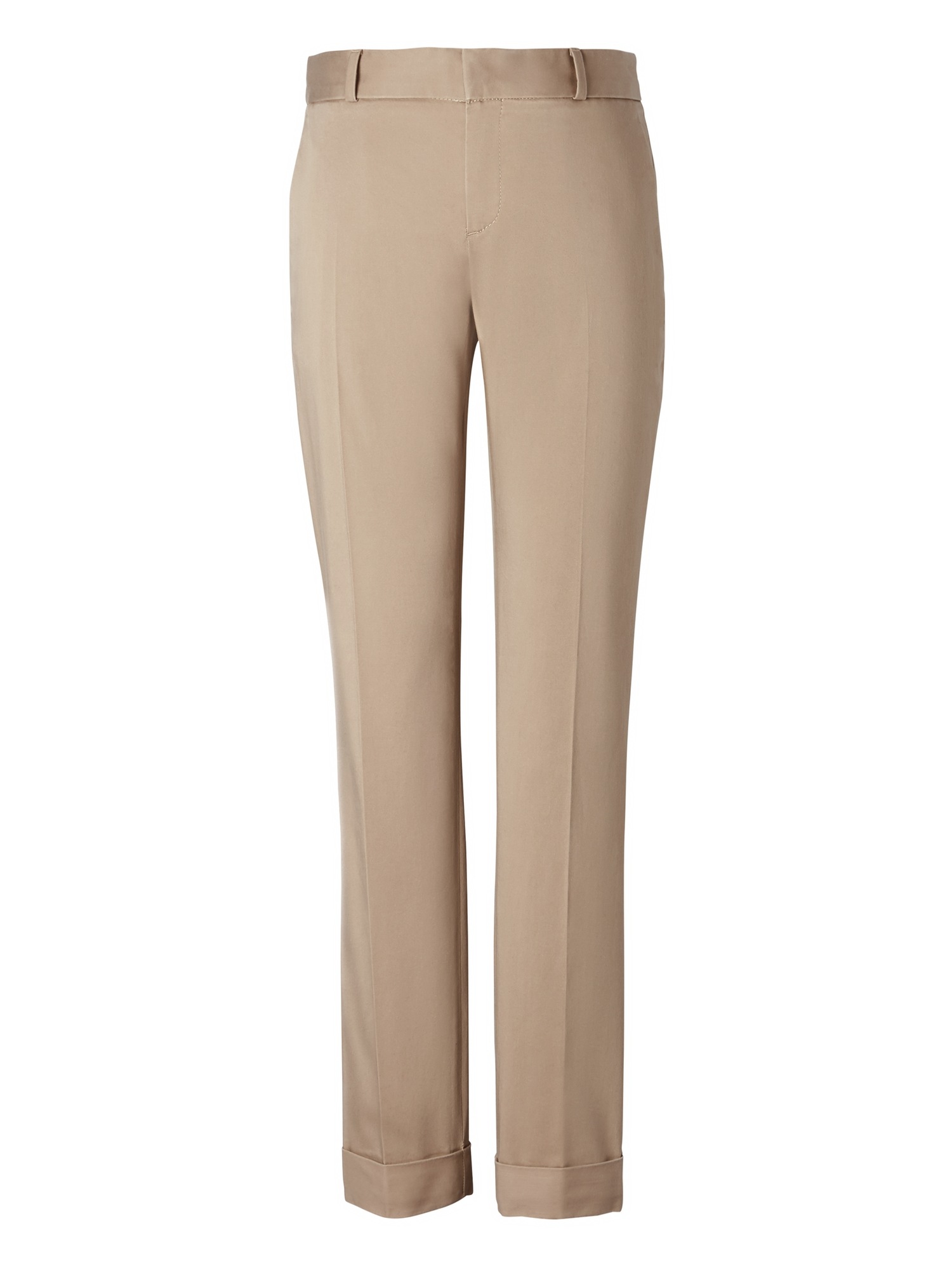 Petite Avery Straight-Fit Sateen Ankle Pant with Cuff