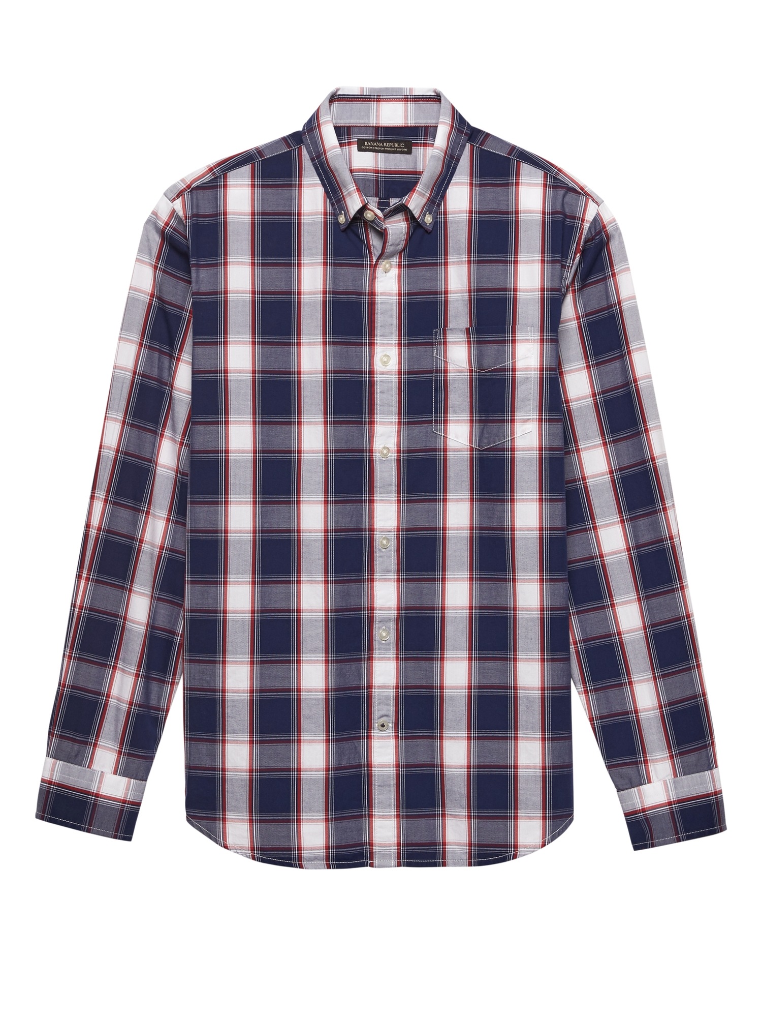 Grant Slim-Fit 100% Cotton Plaid Oxford Shirt | Banana Republic