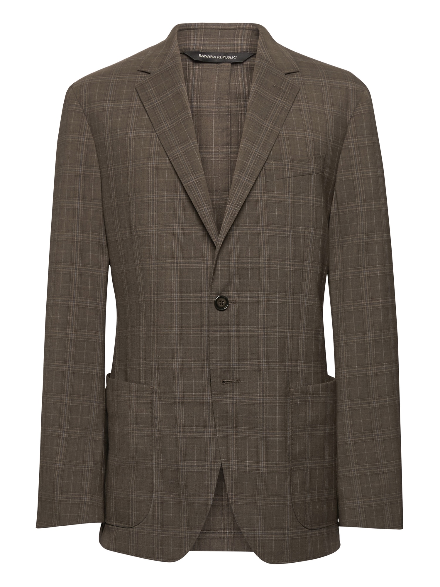 Standard Plaid Smart-Weight Performance Wool Blend Suit Jacket