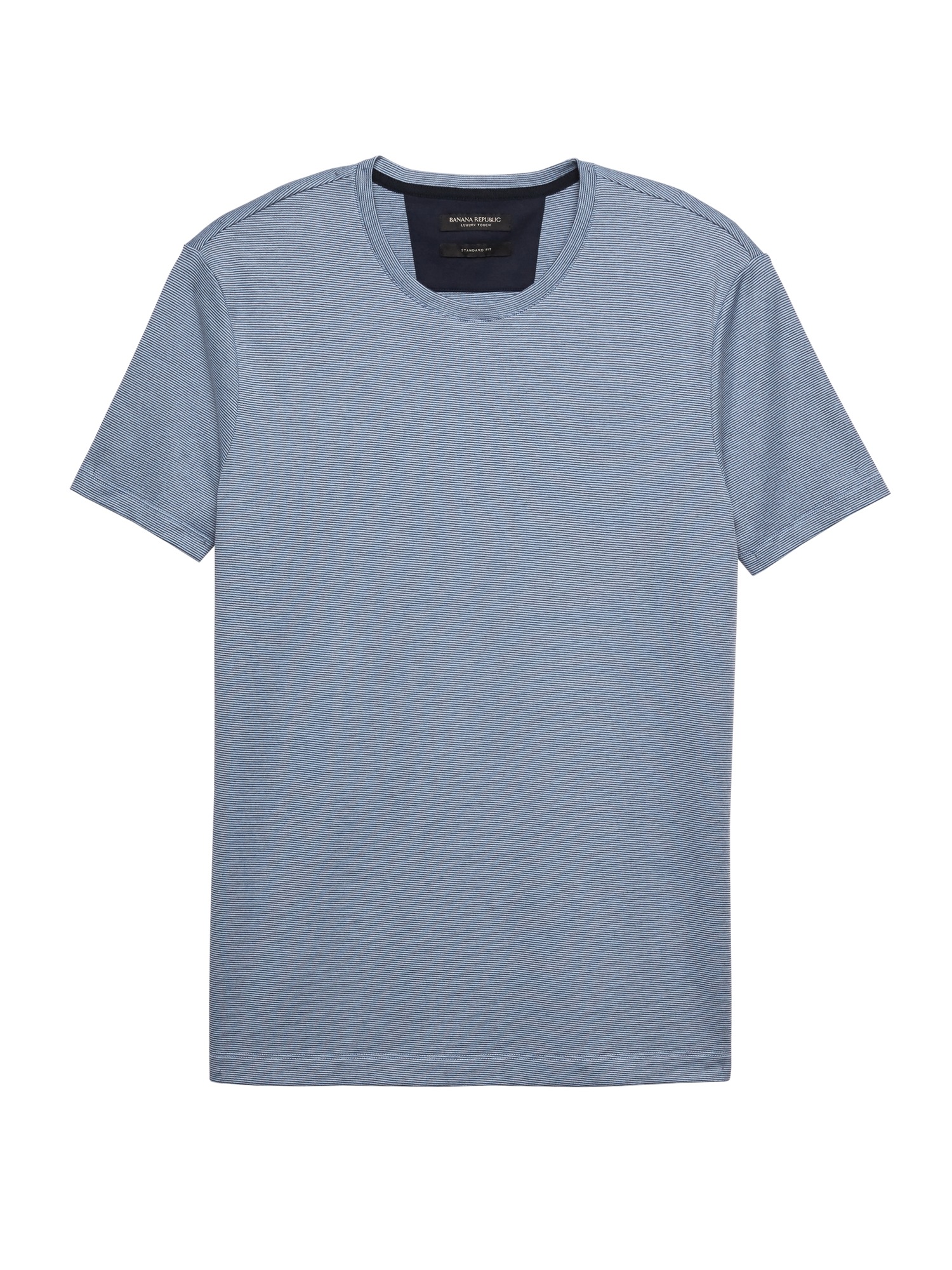 Luxury-Touch Mini Stripe Crew-Neck T-Shirt