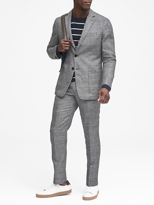 Slim Gray Plaid Linen Suit Jacket | Banana Republic Slim Gray Plaid Linen Suit Jacket | Banana Republic