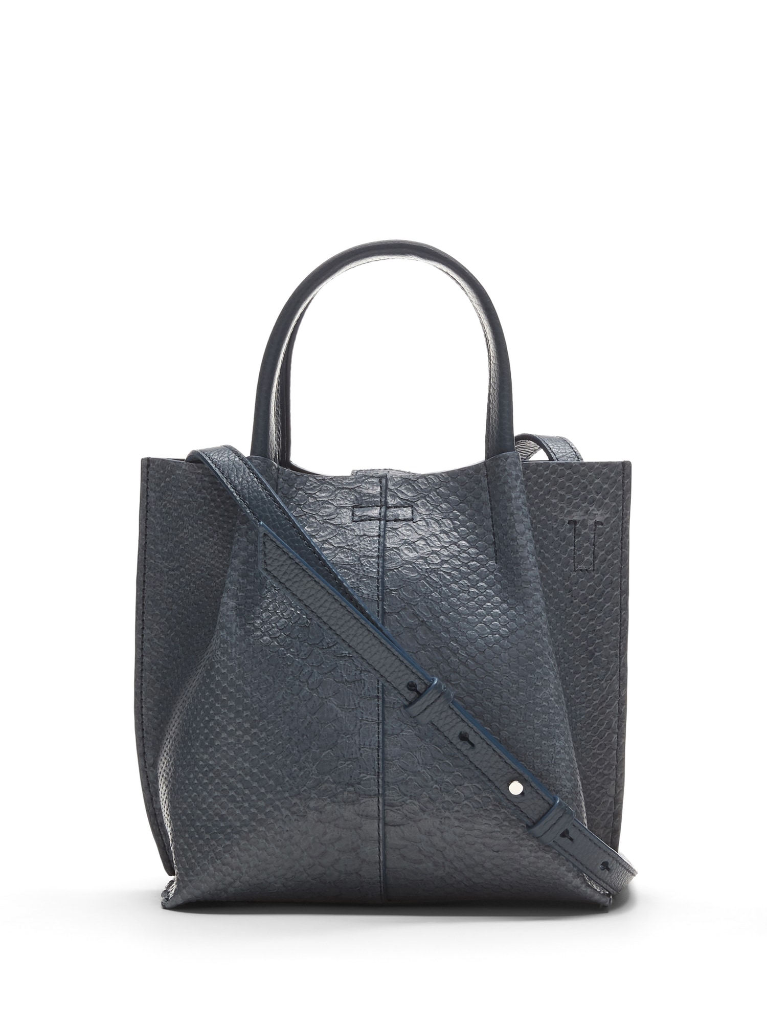 Snake-Effect Italian Leather Mini Structured Tote