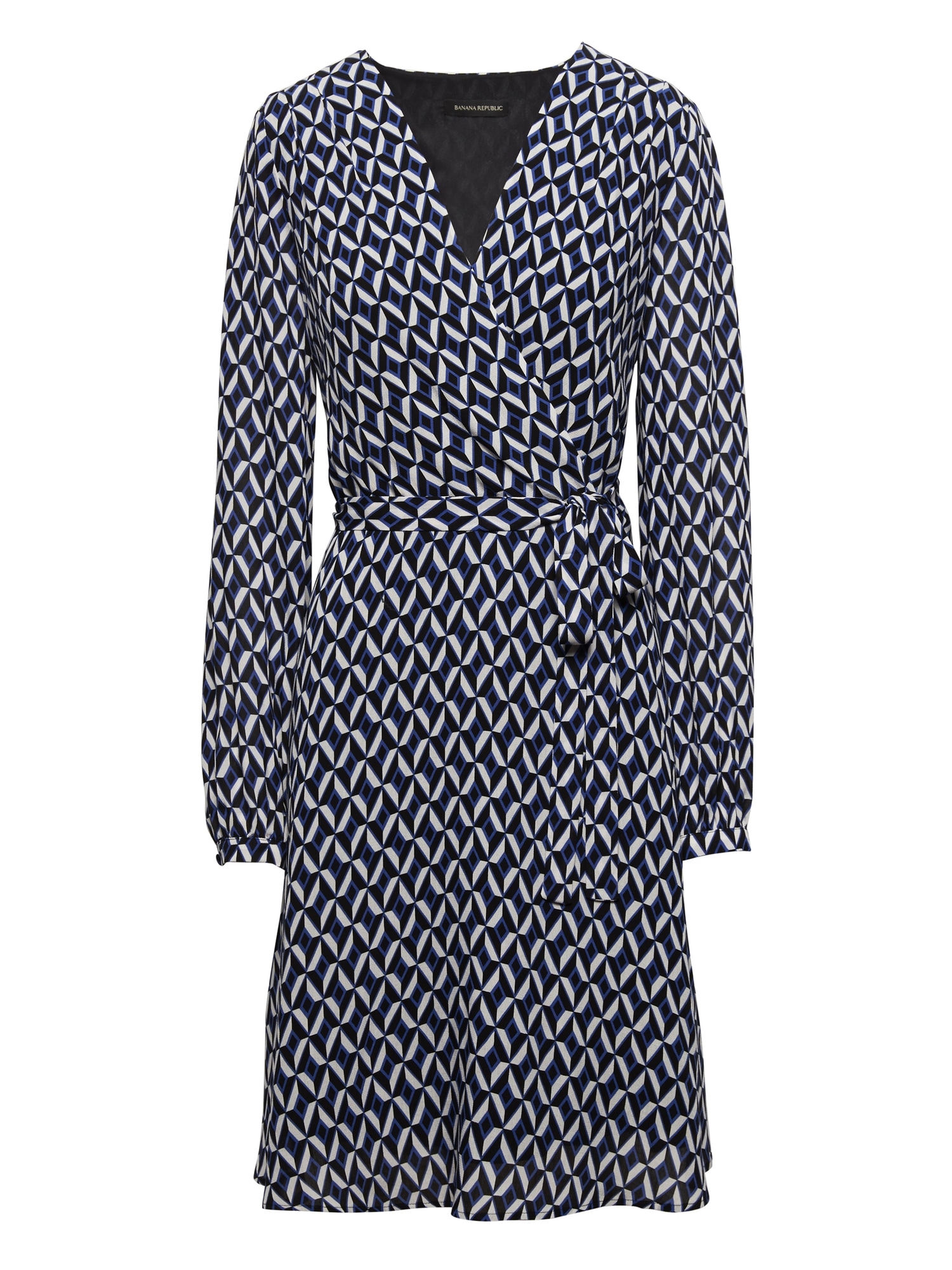 Print Wrap-Effect Fit-and-Flare Dress