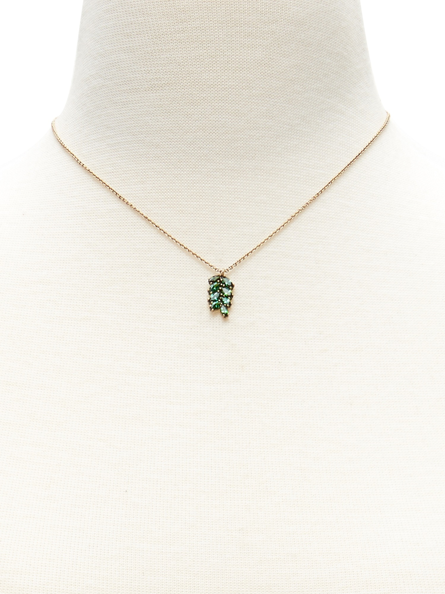 Jeweled Palm Leaf Pendant Necklace