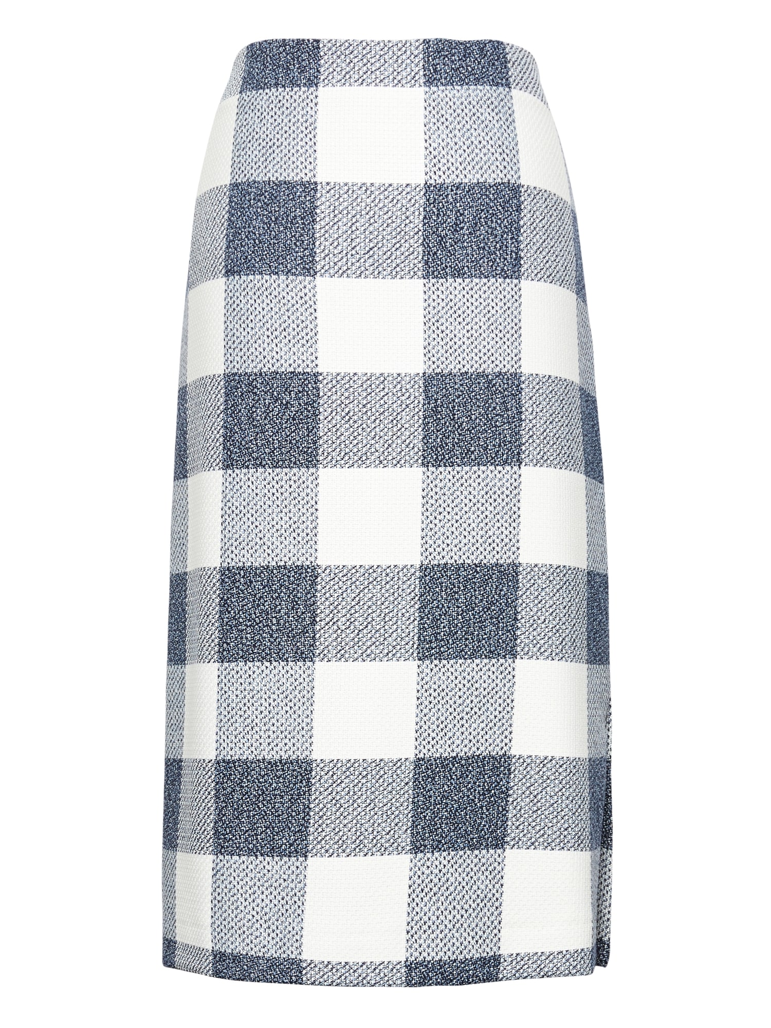 Petite Gingham Pencil Skirt with Side Slit