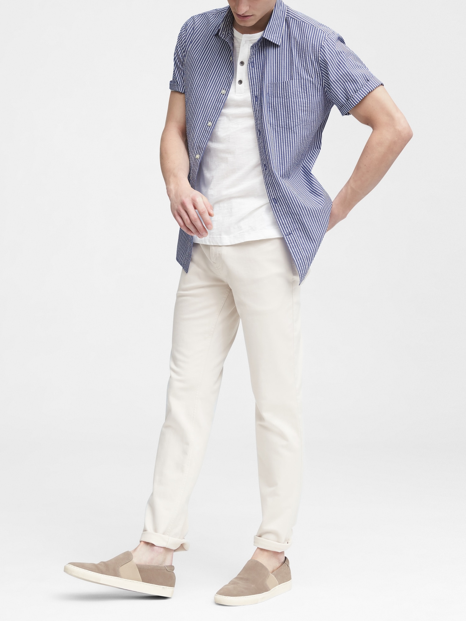 Grant Slim-Fit Seersucker Stripe Shirt