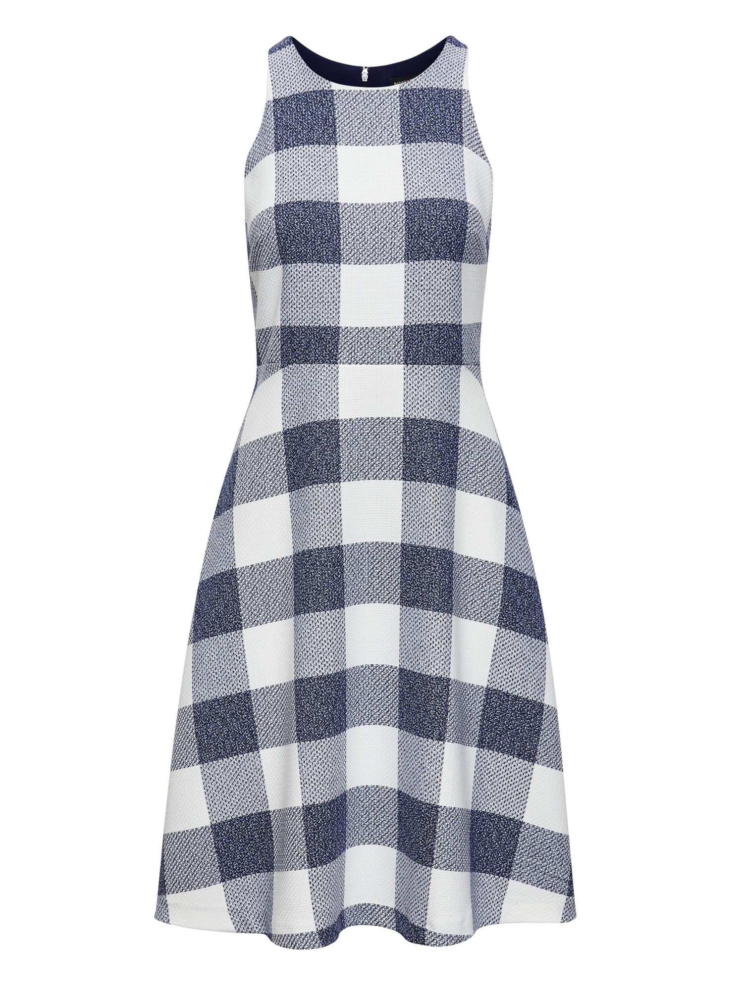 Gingham Tweed Fit-and-Flare Dress