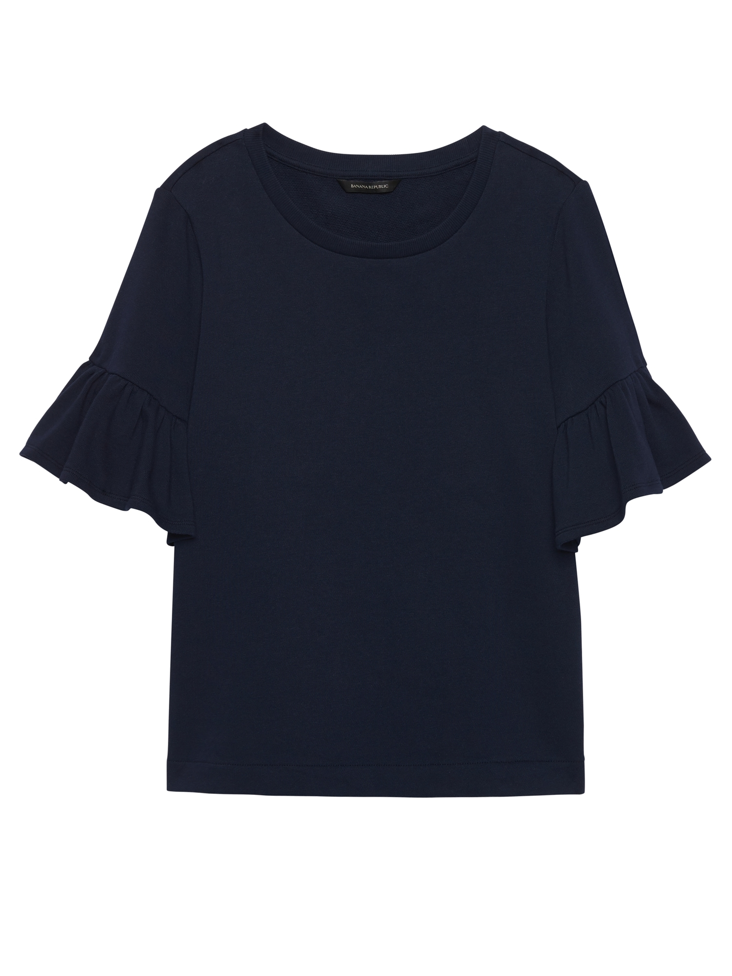 French Terry Flutter-Sleeve Sweatshirt Top