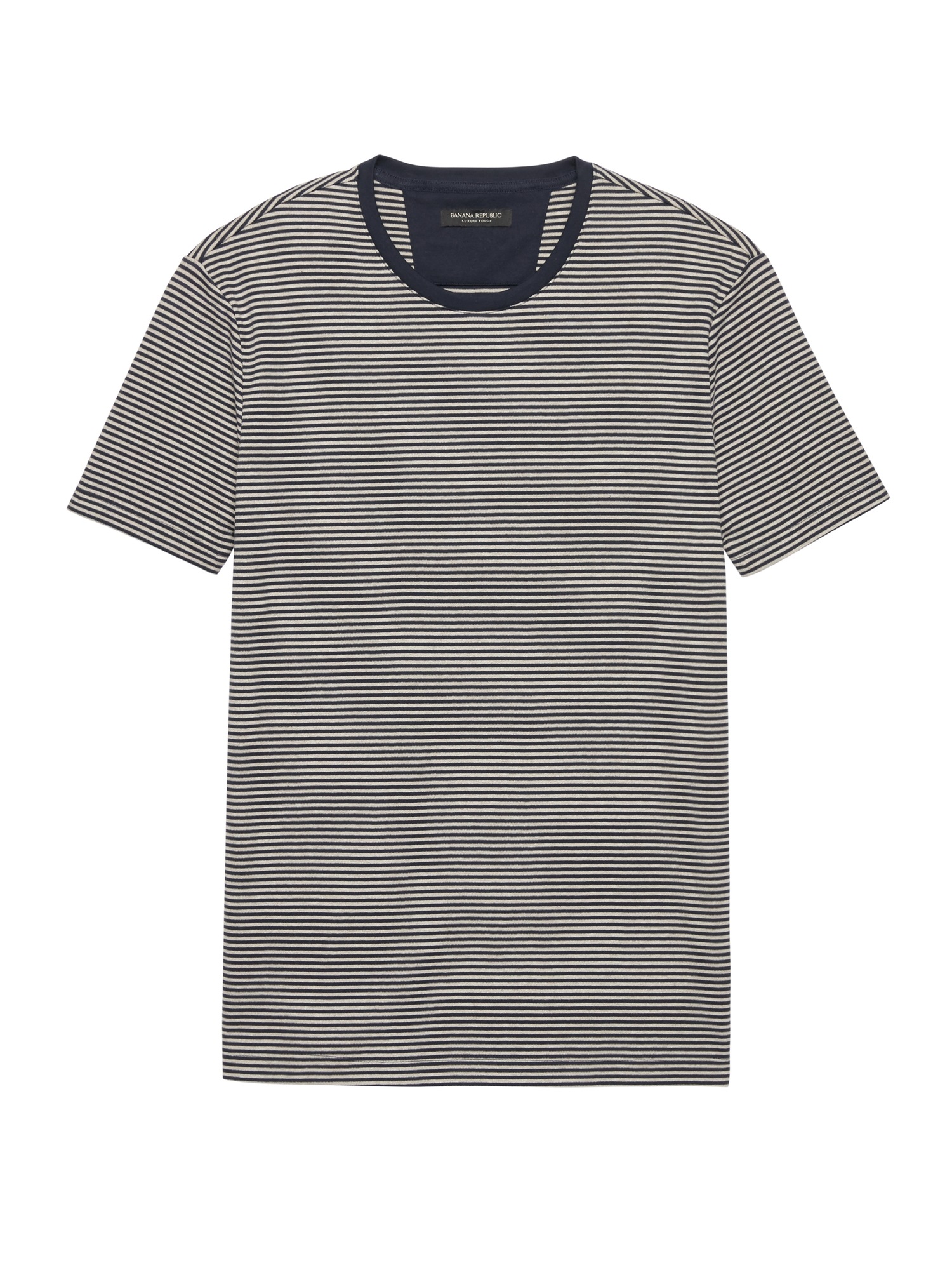 Luxury-Touch Stripe Crew-Neck T-Shirt