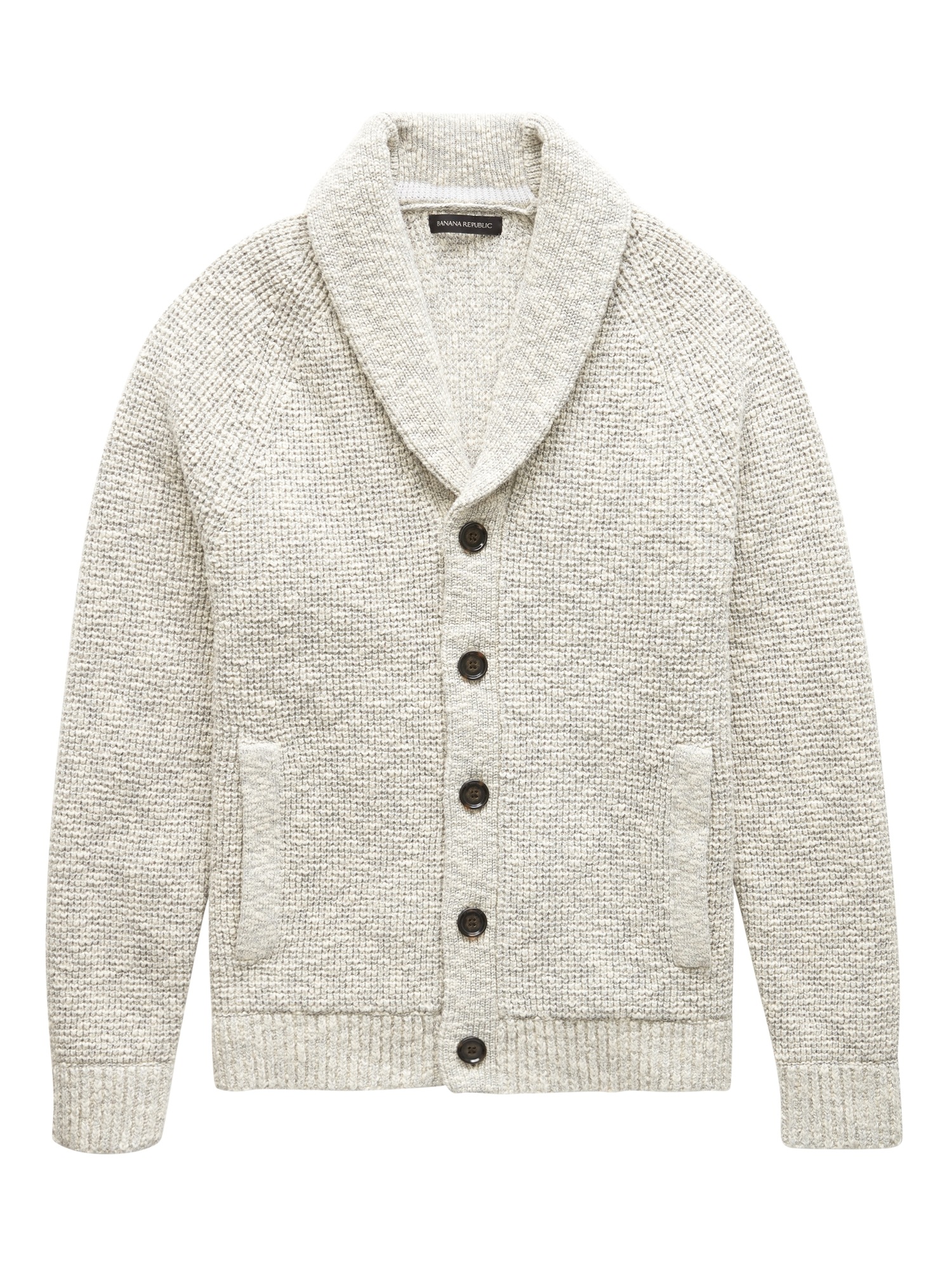 Cotton Waffle-Knit Shawl Cardigan Sweater