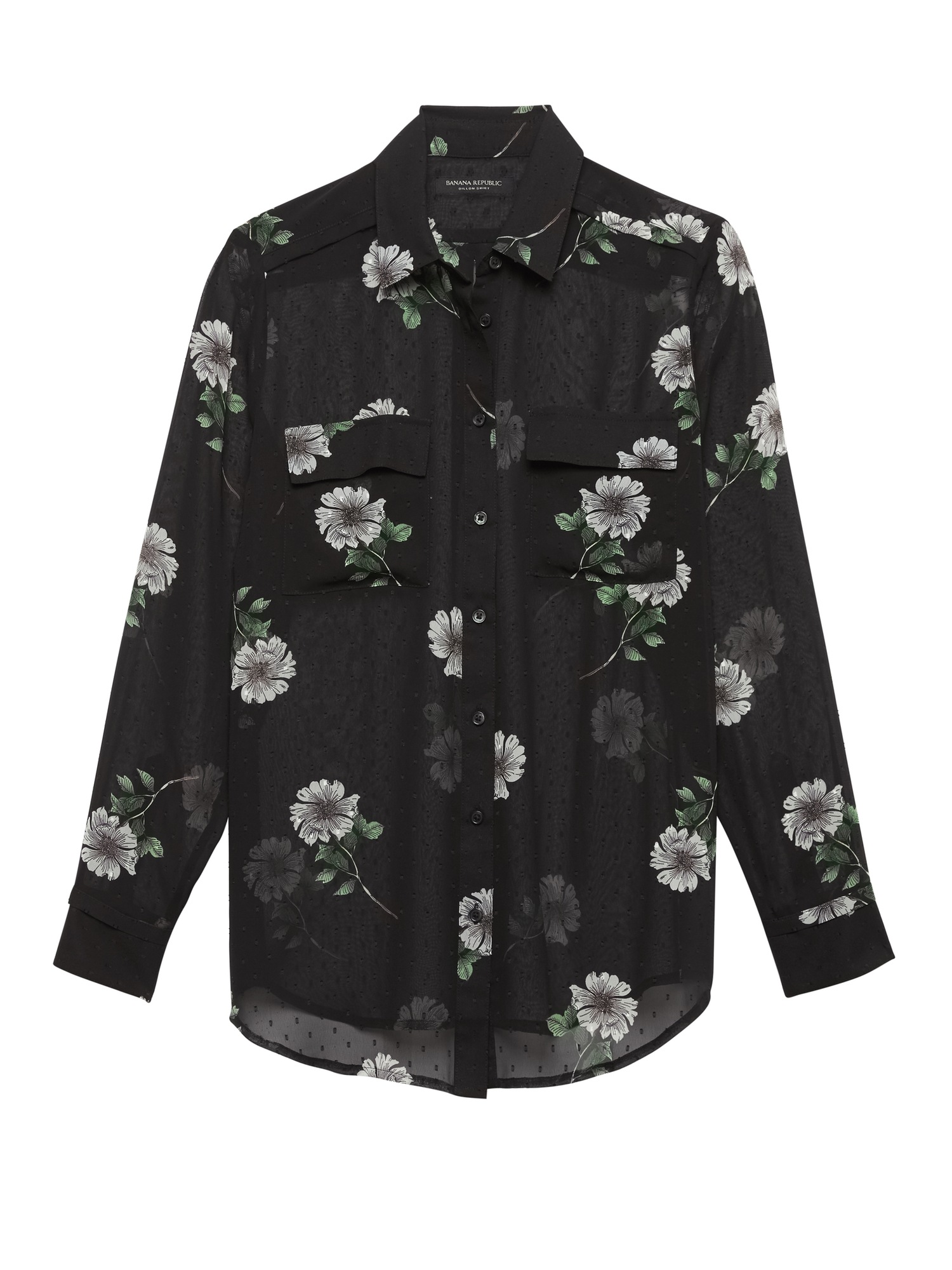 Petite Dillon Classic-Fit Sheer Floral Utility Shirt