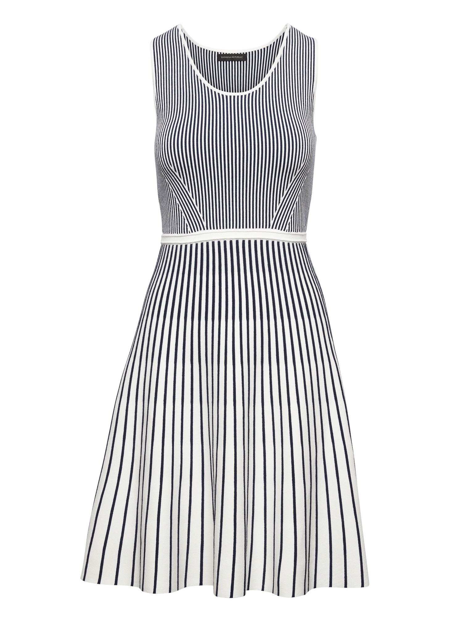 Stripe-Knit Fit-and-Flare Dress