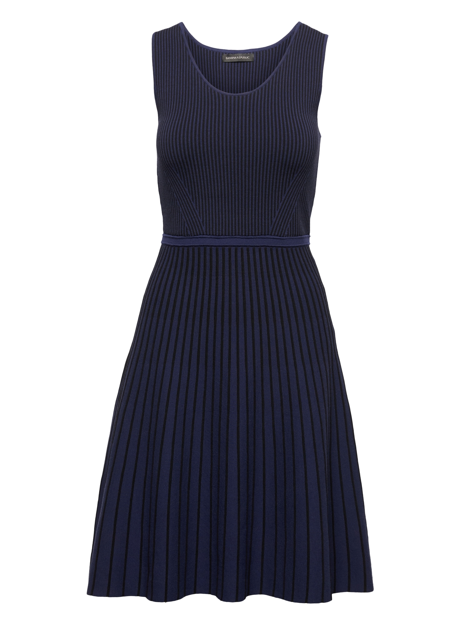 Stripe-Knit Fit-and-Flare Dress