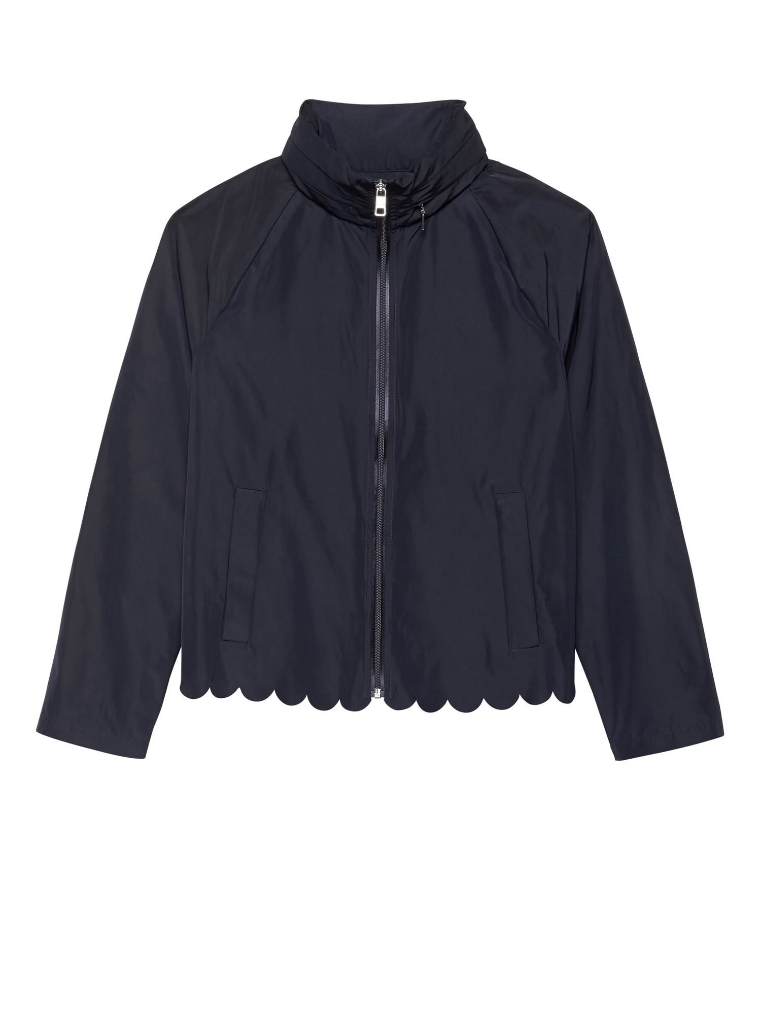 Water-Resistant Scallop-Hem Jacket with Packable Hood