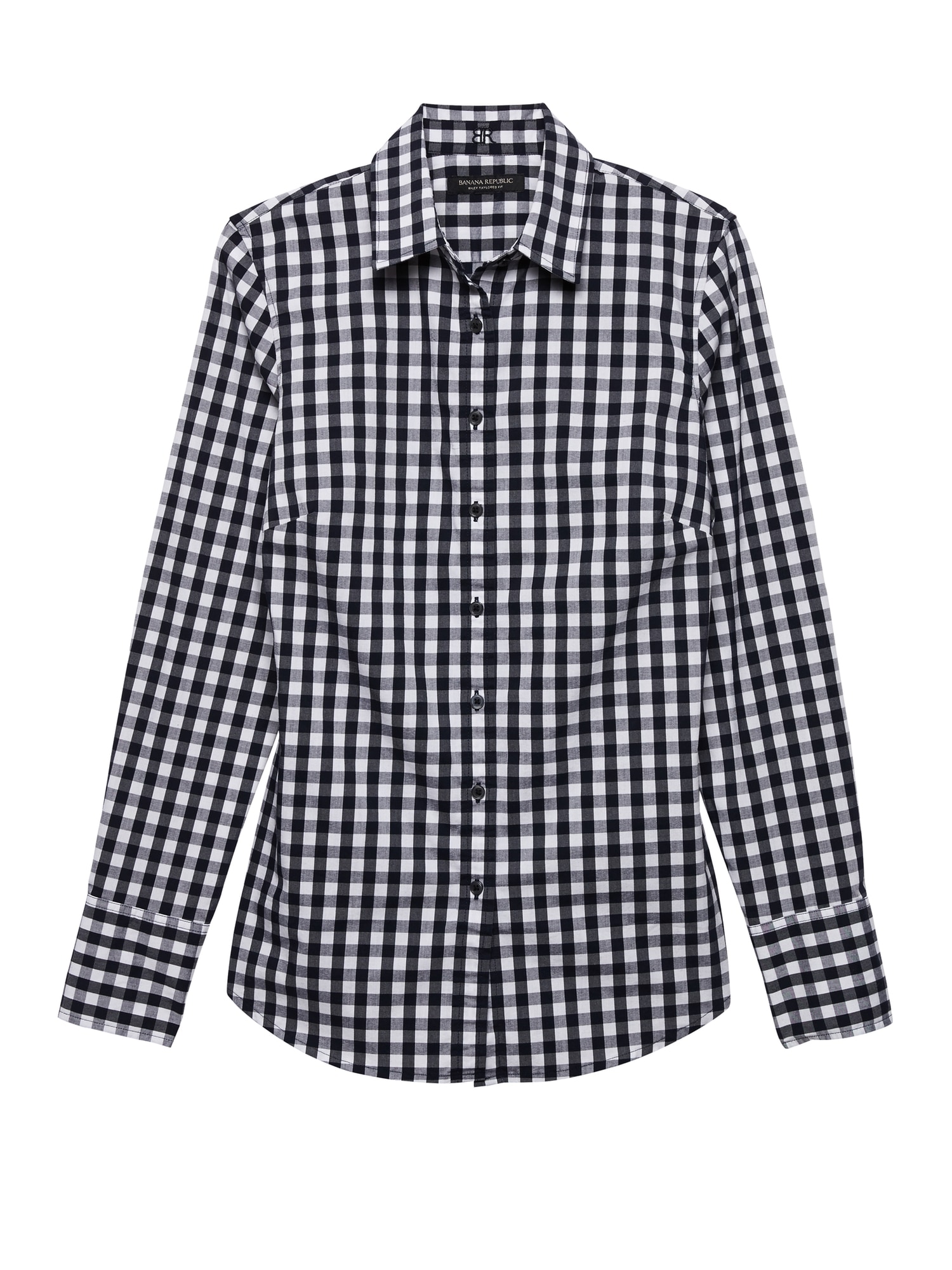 Petite Riley Tailored-Fit Gingham Super-Stretch Shirt
