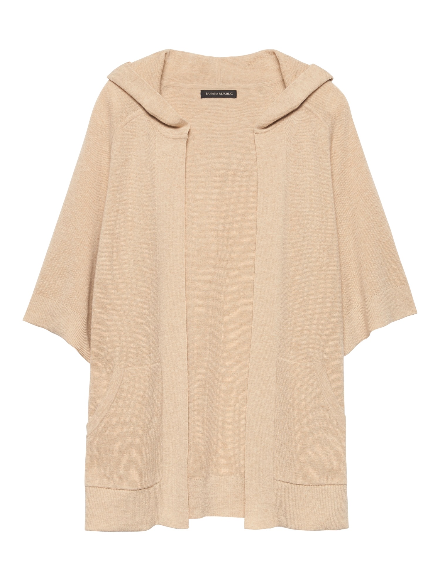 MachineWashable WoolCashmere Open Sweater Hoodie Banana Republic