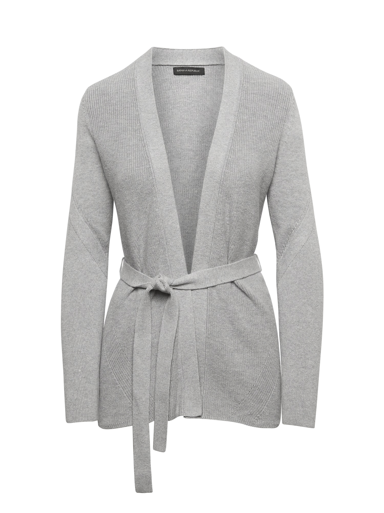 Cotton-Blend Ribbed Cardigan Sweater with Belt | Banana Republic