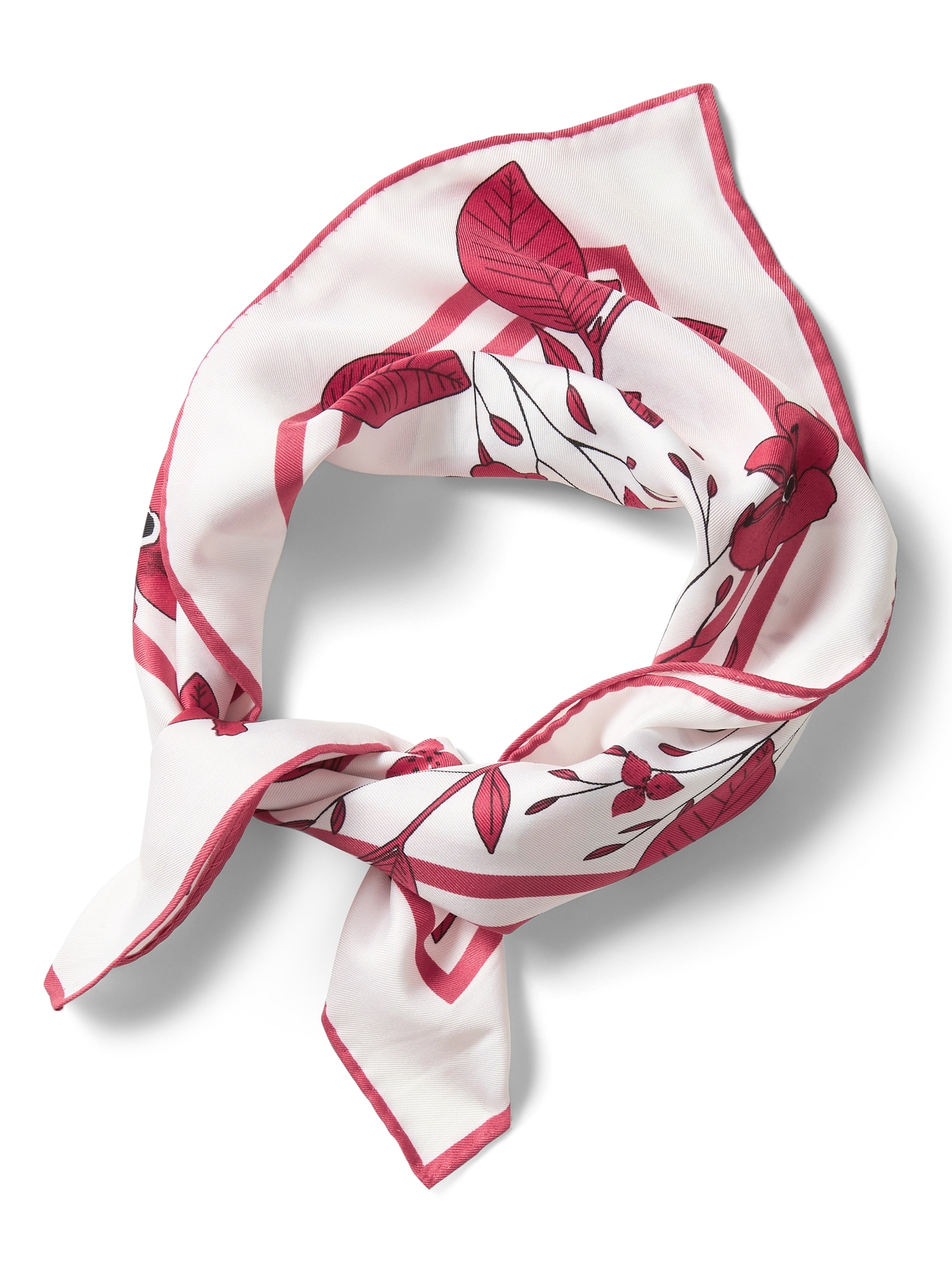 June Red Floral Small Square Scarf