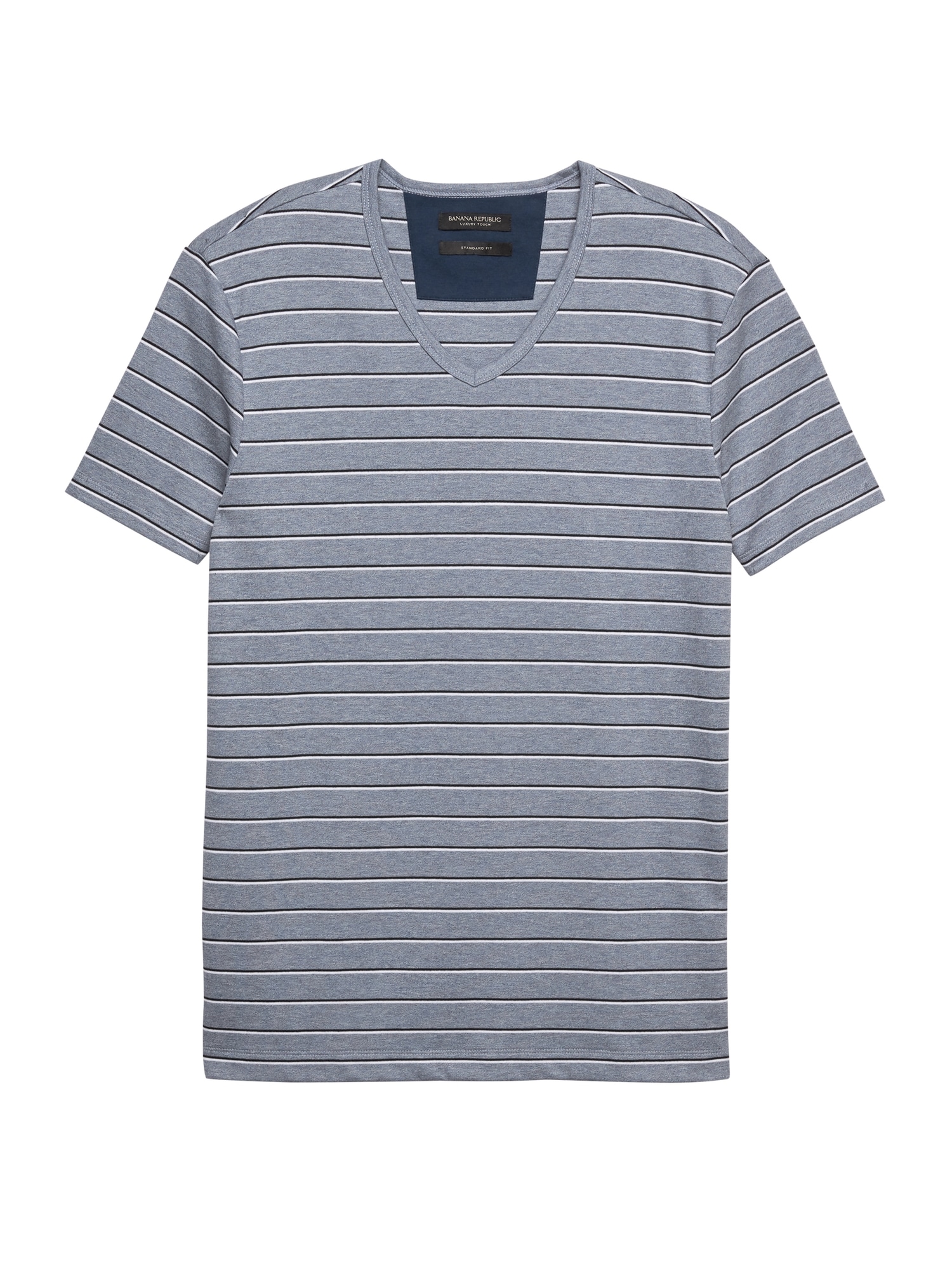 Luxury-Touch Stripe V-Neck T-Shirt