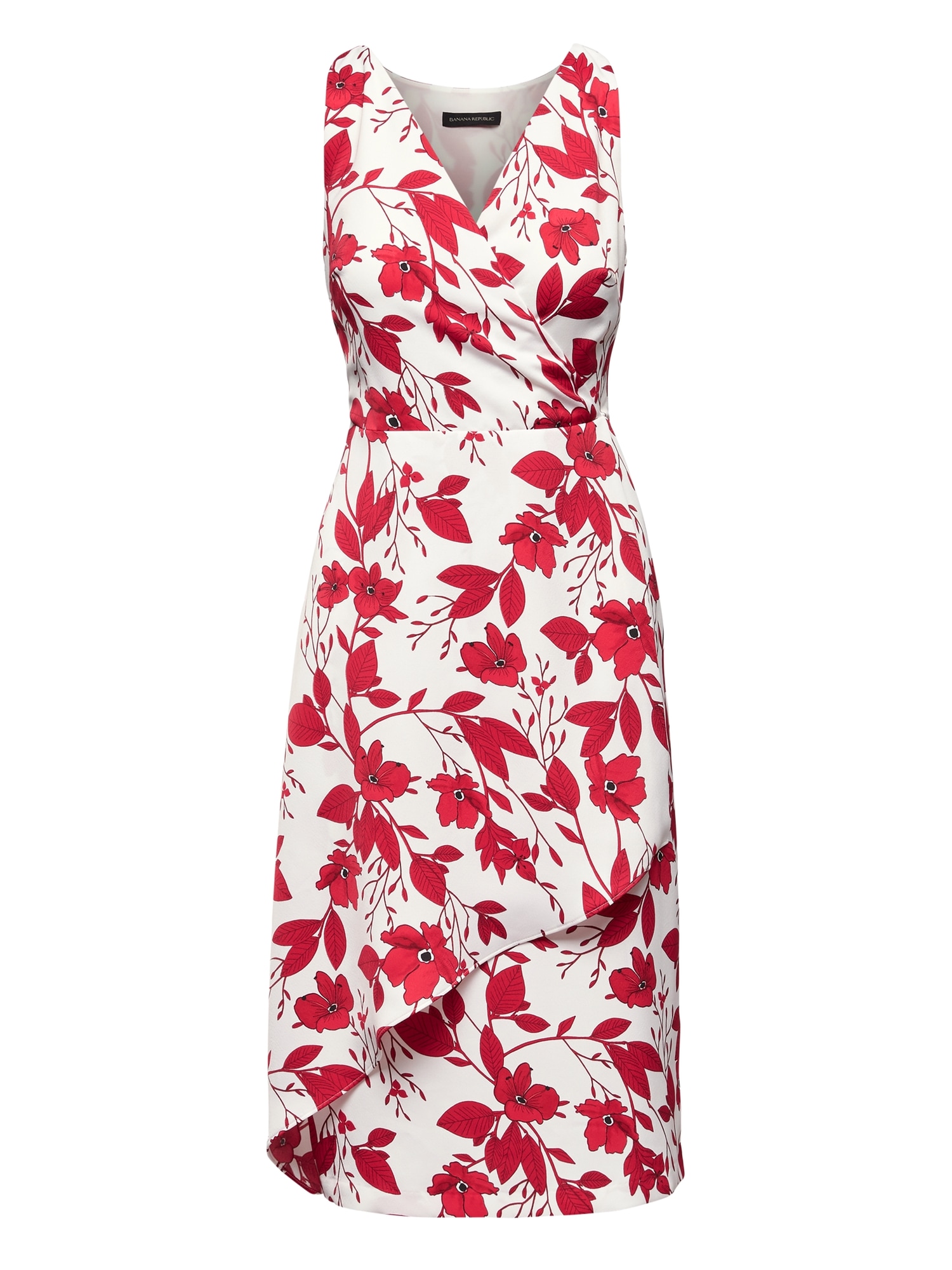 Floral Wrap Effect Midi Dress Banana Republic