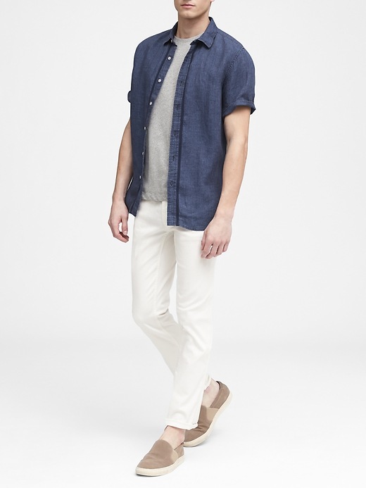 Camden Standard-Fit Stitch Detail Linen Shirt | Banana Republic
