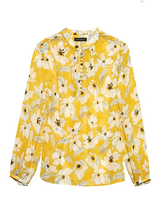 トップス flower print sheer shirt / yellow / S flower print sheer shirt(unisex)/yellow/M | KNUTH MARF