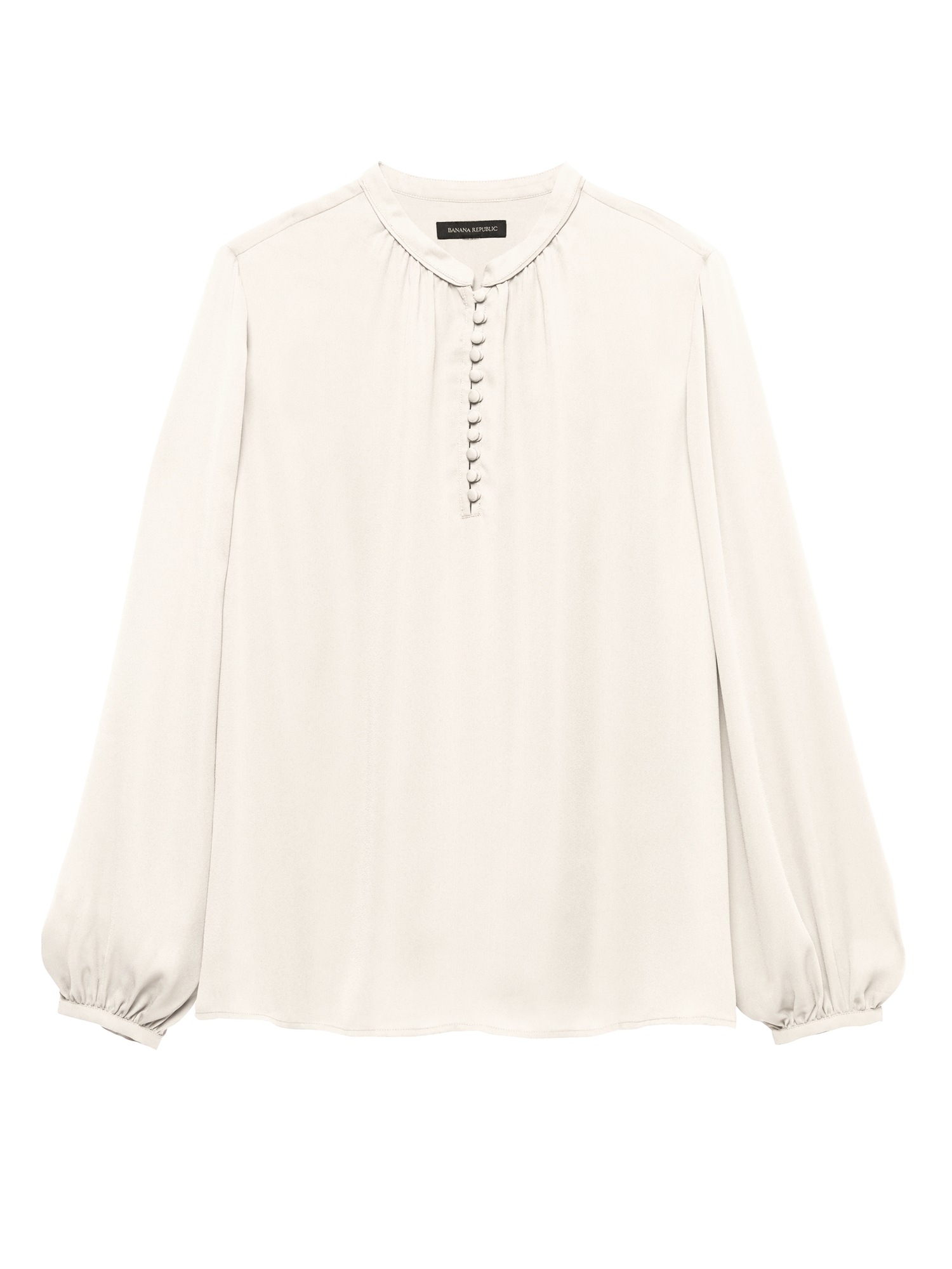 Button-Front Poet-Sleeve Top
