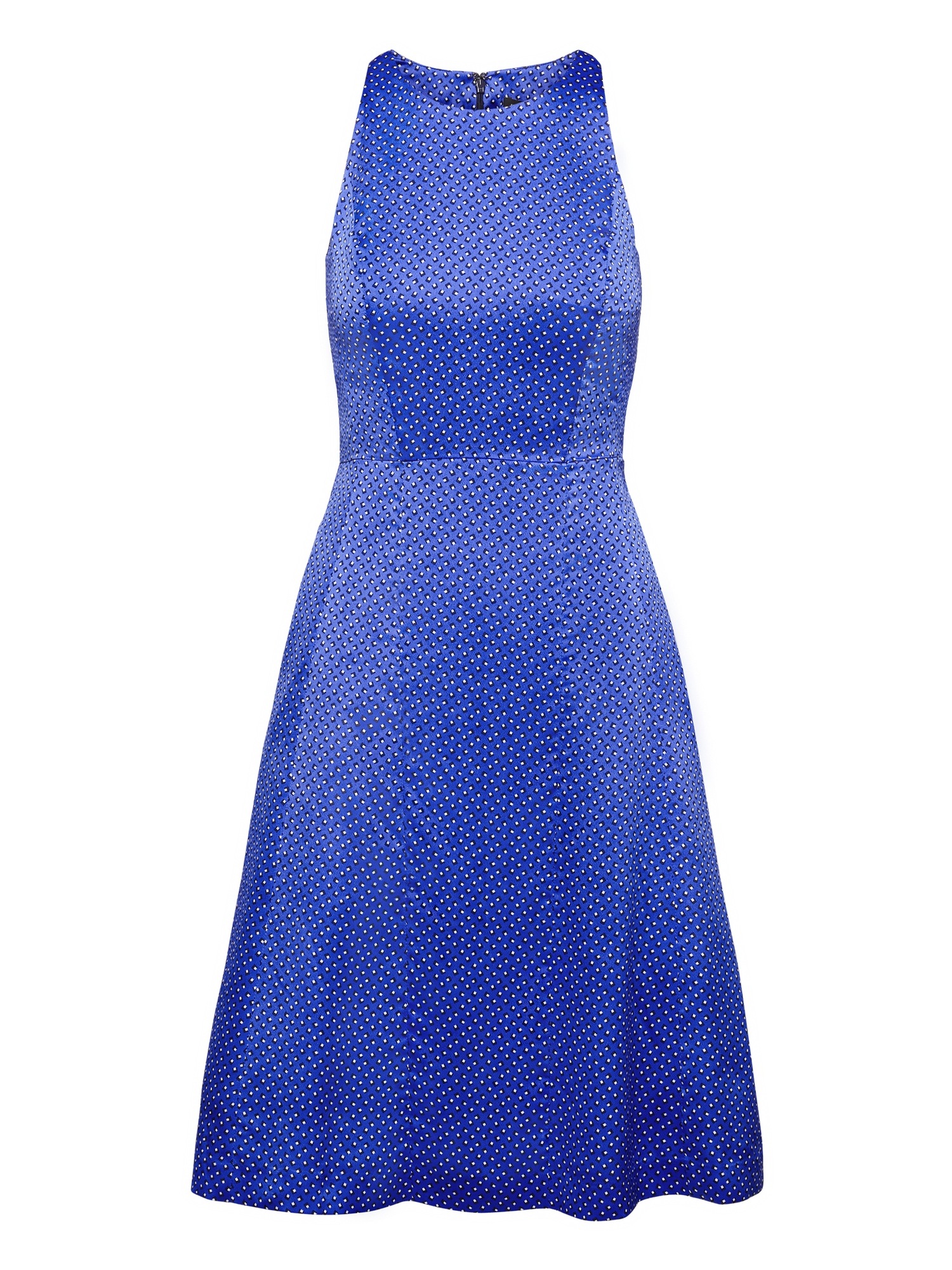 Dot Paneled Fit-and-Flare Dress