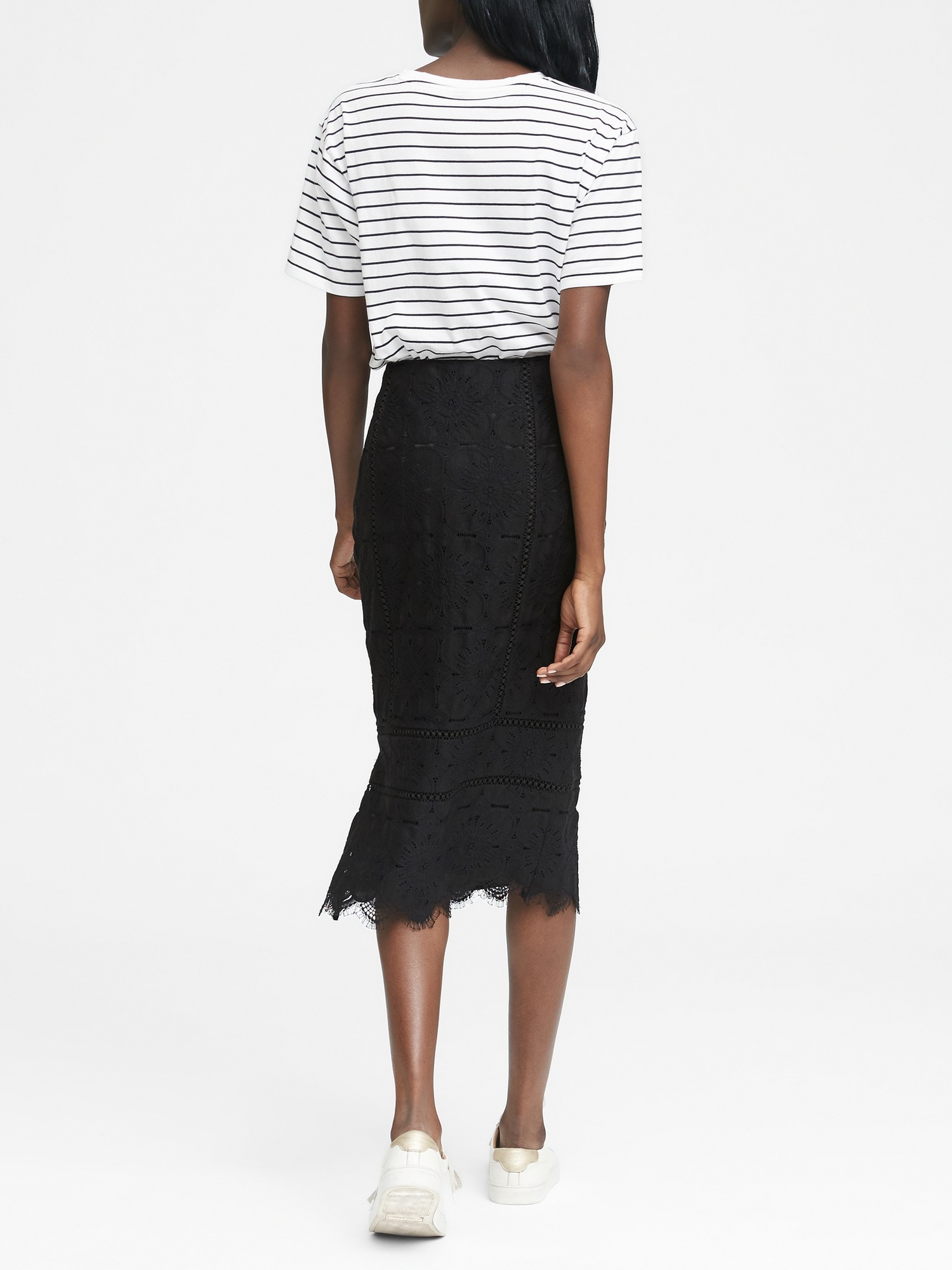 Lace Midi Pencil Skirt