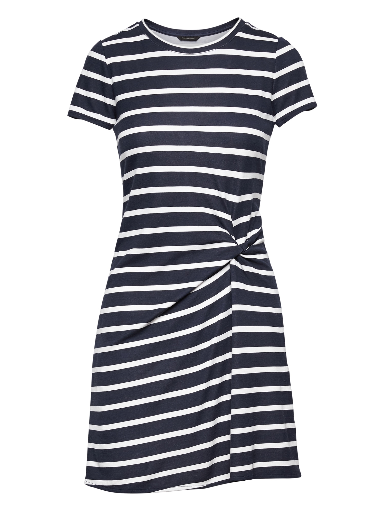 Petite Stripe Soft Ponte Twist-Front Dress