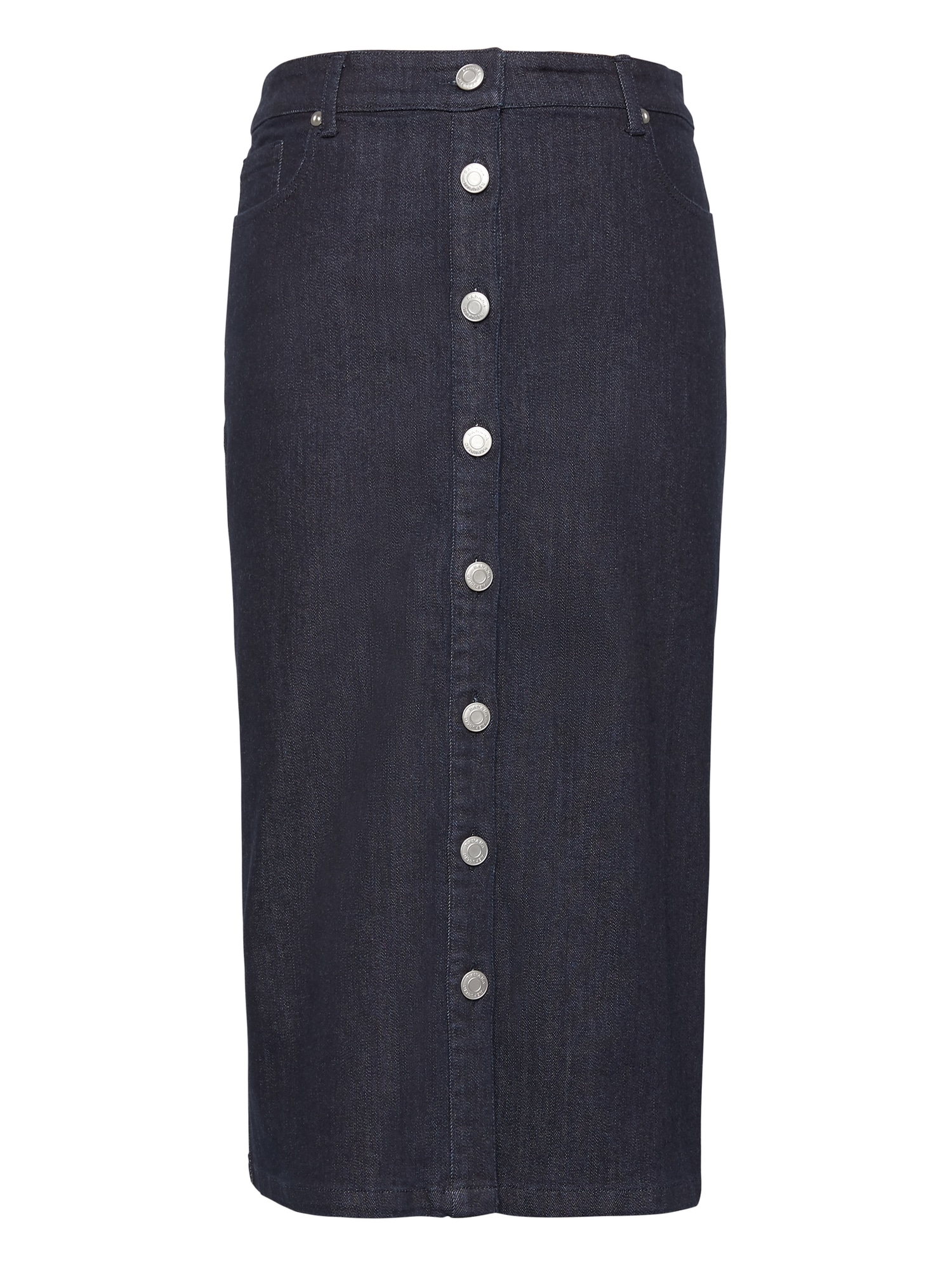 Denim Button-Front Pencil Skirt