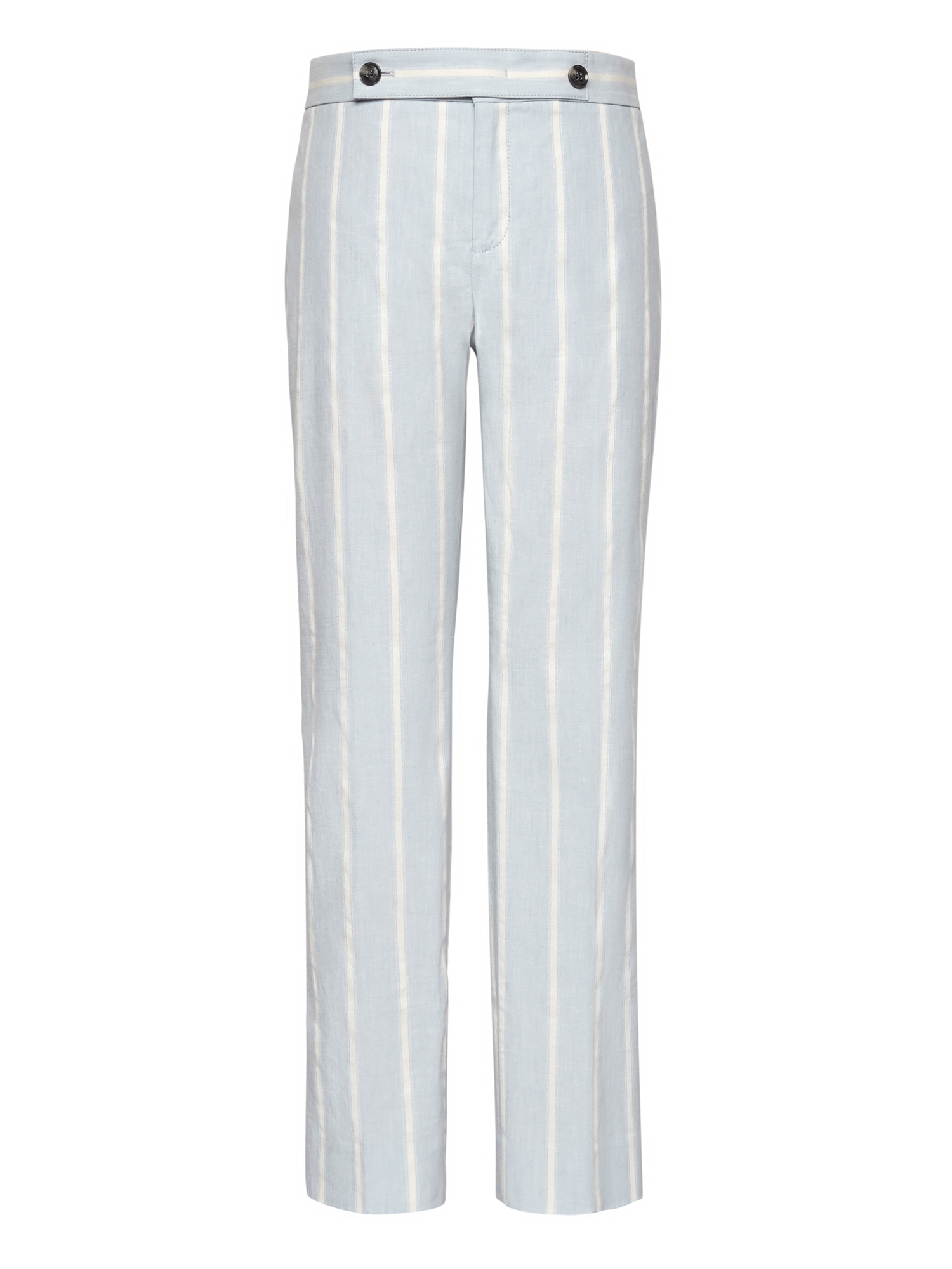 Avery Straight-Fit Stretch Linen-Cotton Stripe Ankle Pant