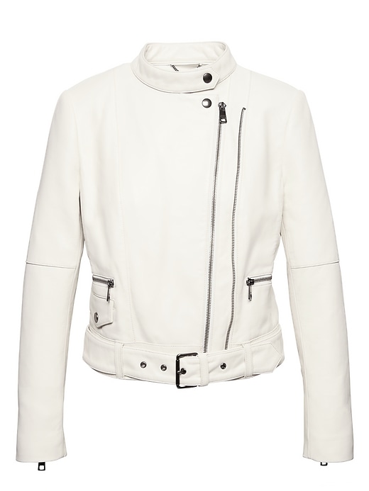 Luxefinds Fashion Ping Engine Banana Republic Womens Cropped Leather Moto Jacket White Size L