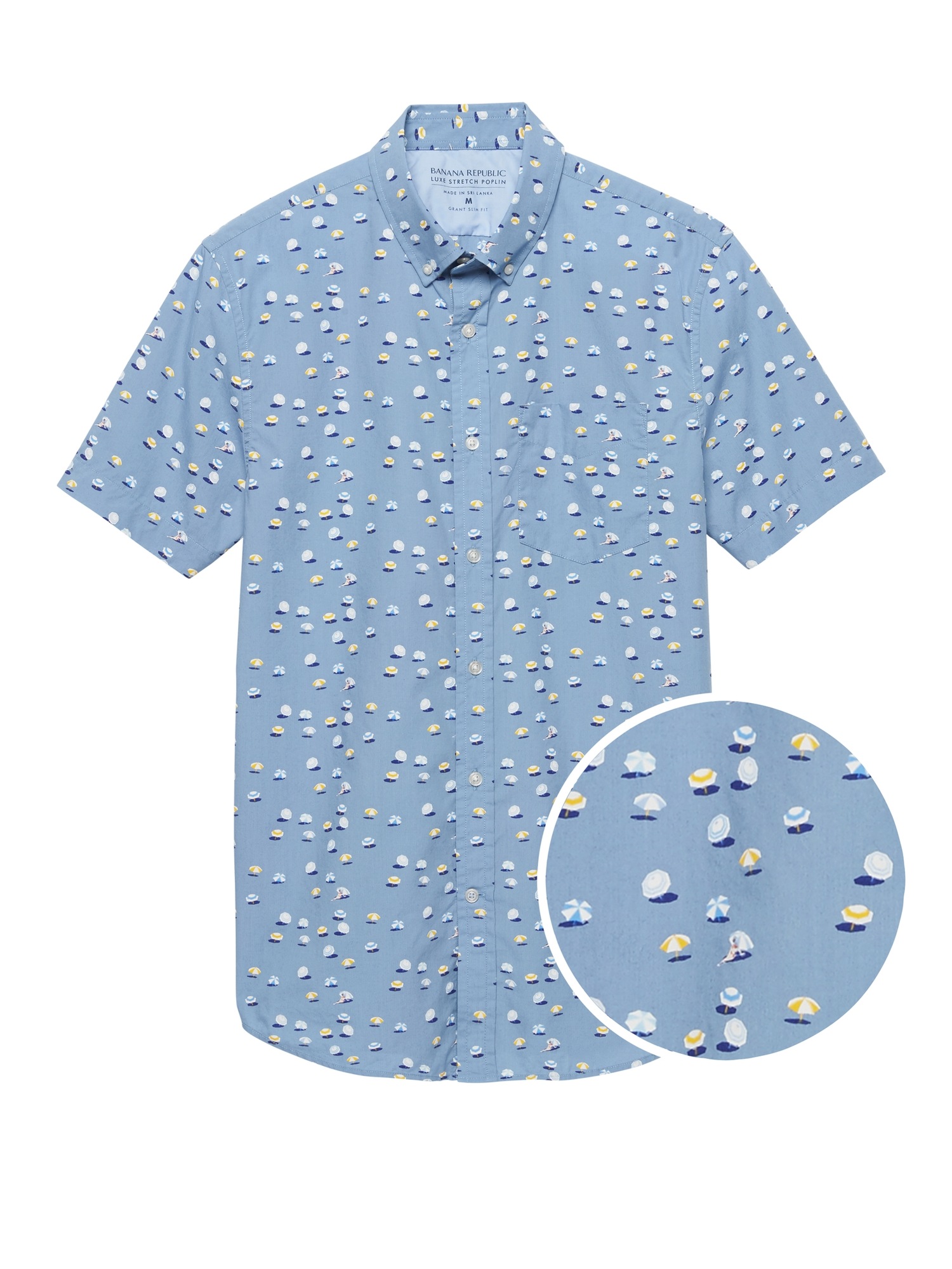 Grant Slim-Fit Luxe Poplin Umbrella Print Shirt