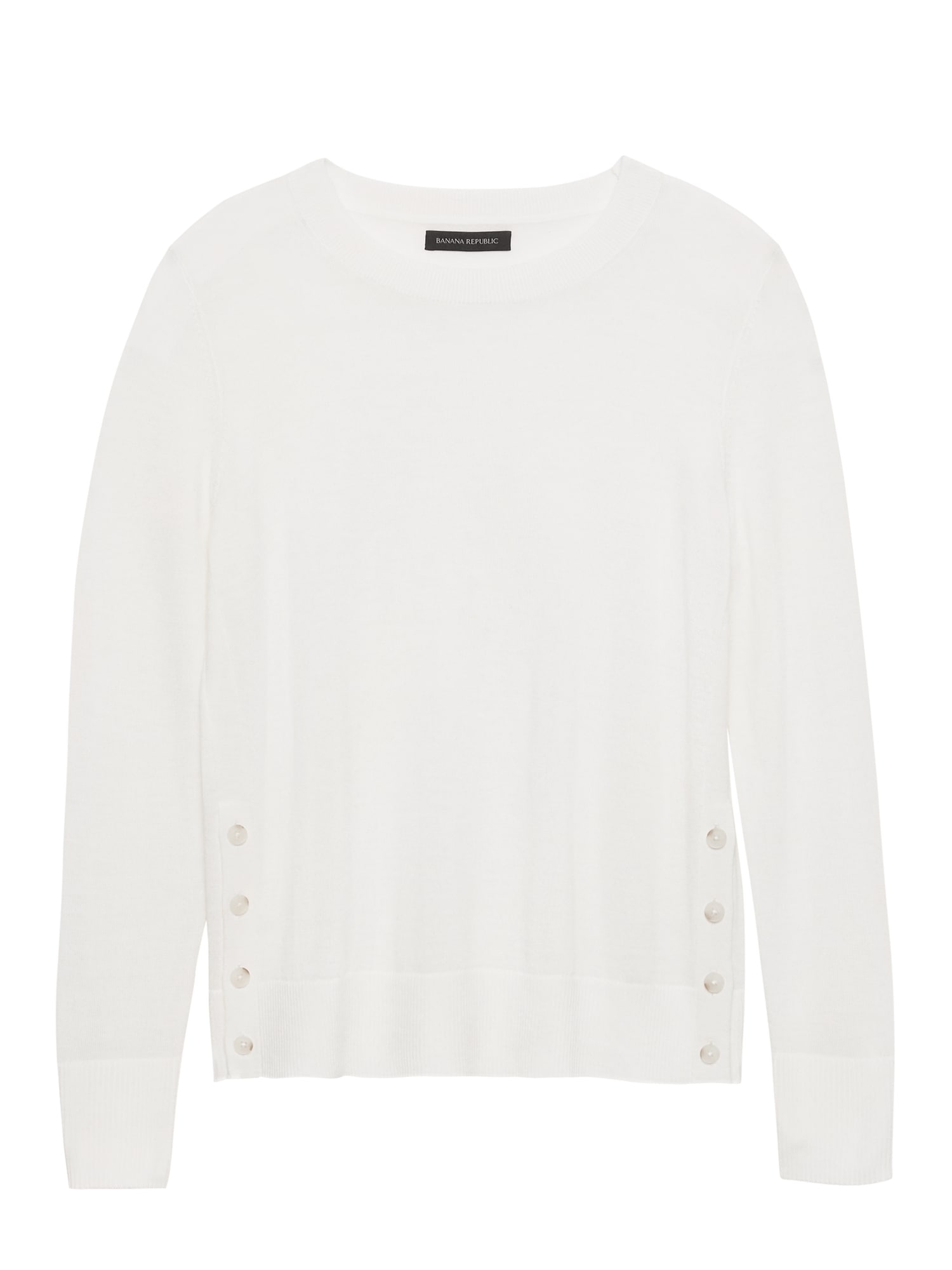 Machine-Washable Merino Wool Button-Side Cropped Sweater