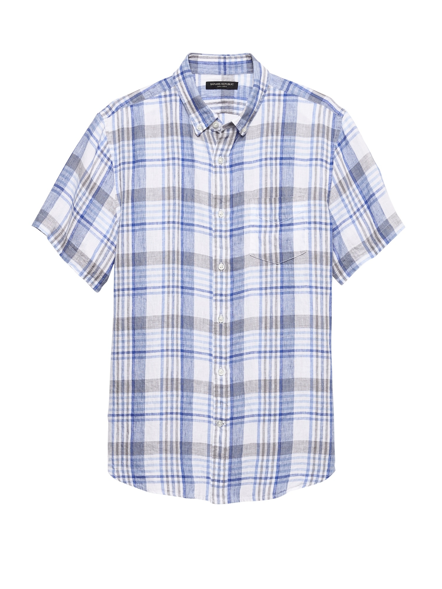 Camden Standard-Fit Linen Plaid Shirt