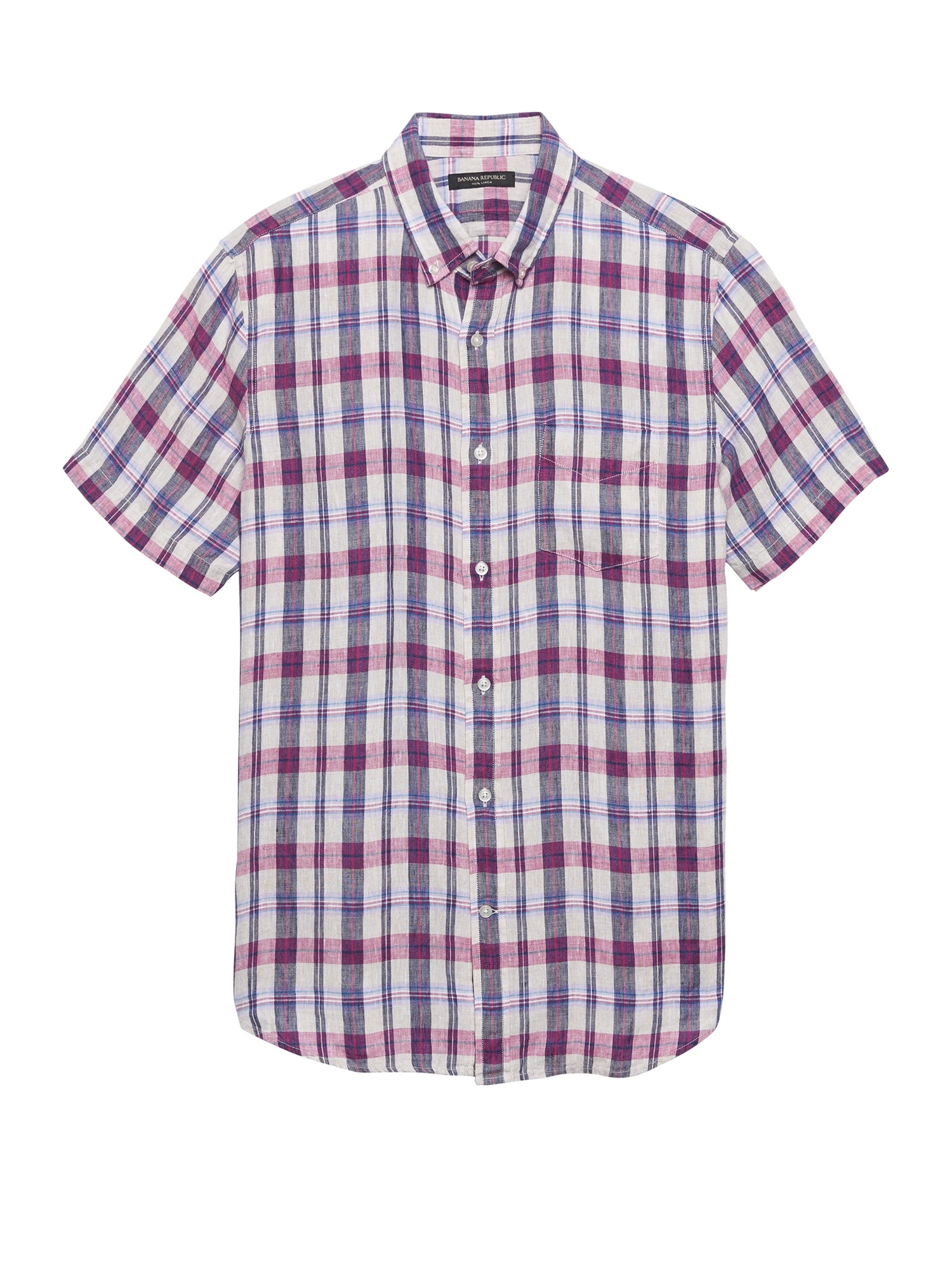 Camden Standard-Fit Linen Plaid Shirt