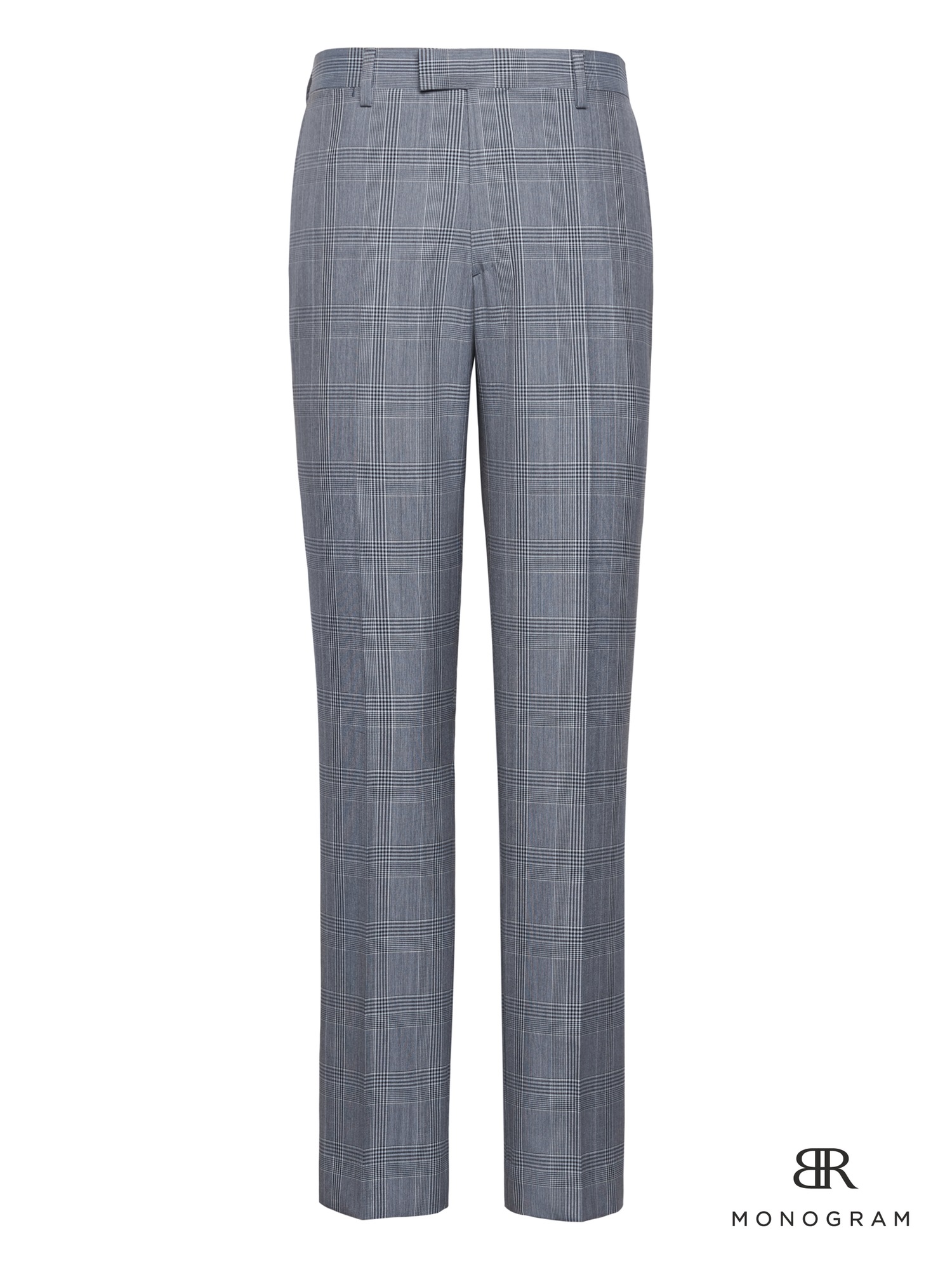 Monogram Slim Plaid Italian Wool Suit Pant