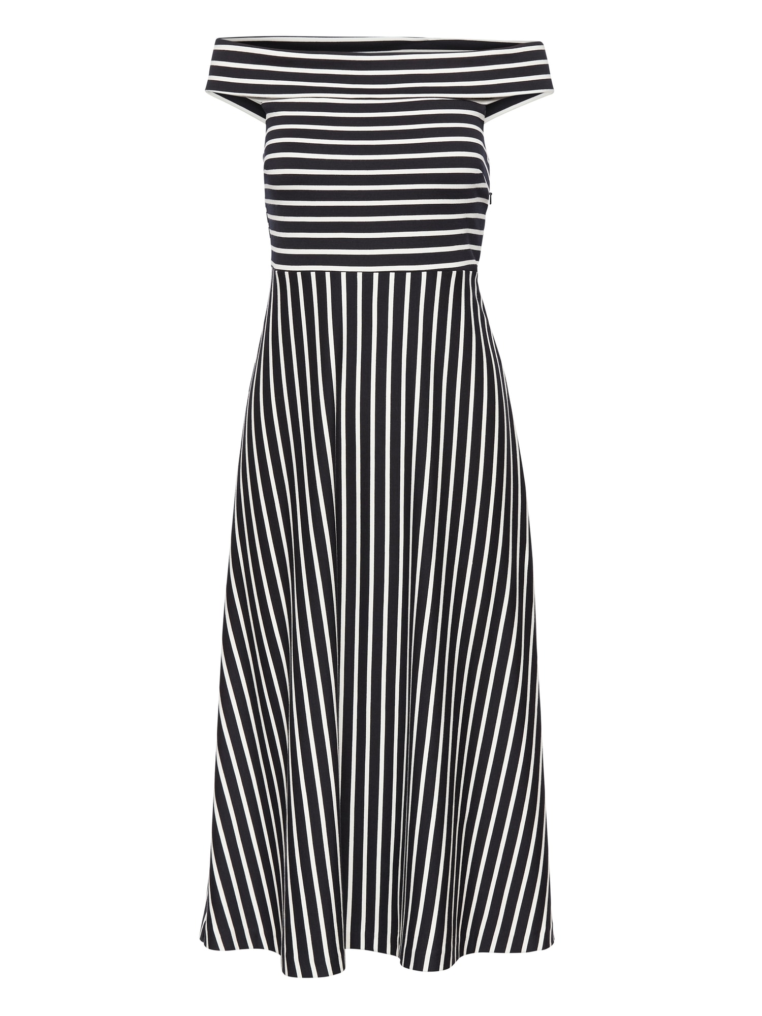 Stripe Ponte Off-the-Shoulder Dress