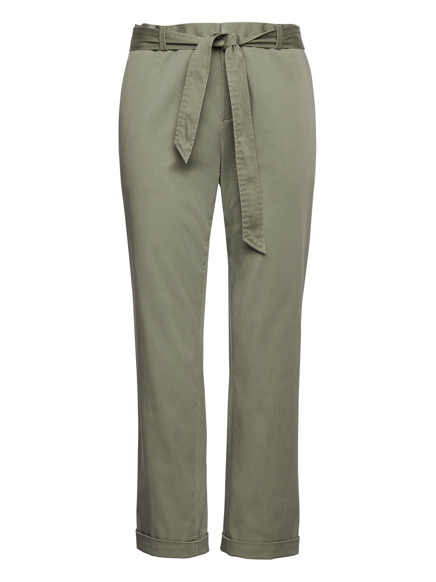 Petite Avery Straight-Fit Sateen Ankle Pant with Tie Waist