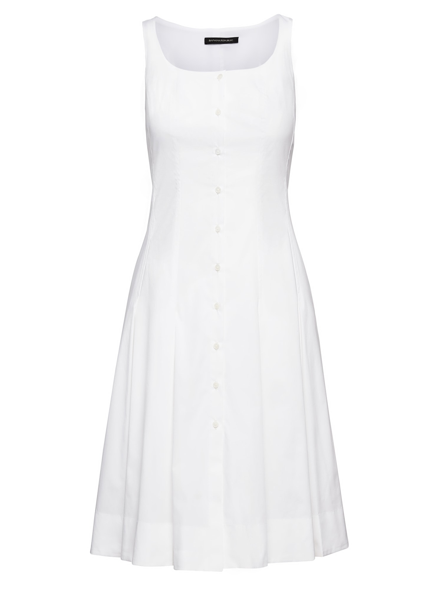 Super-Stretch Button-Down Fit-and-Flare Dress | Banana Republic