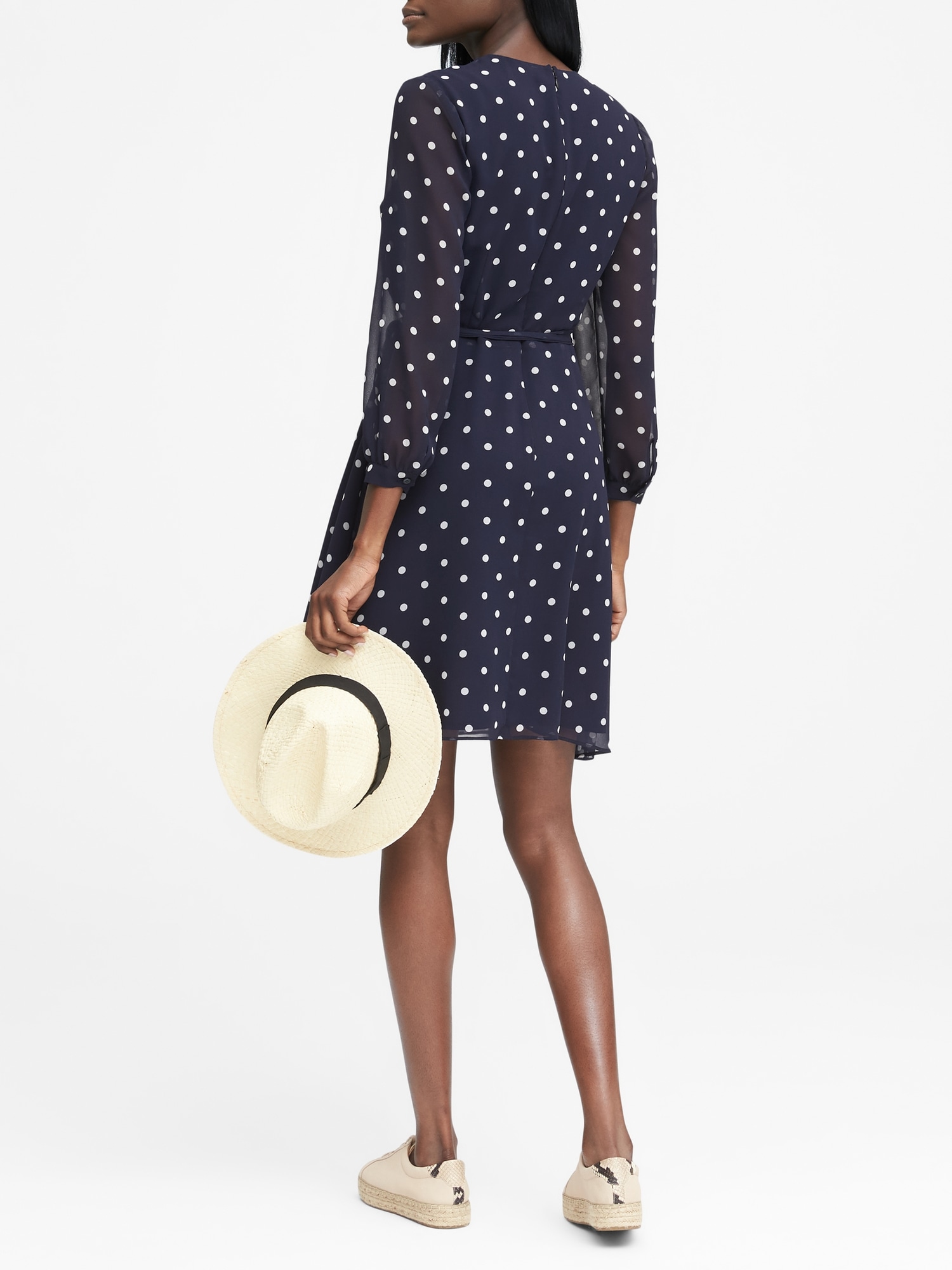 Banana republic blue store polka dot dress