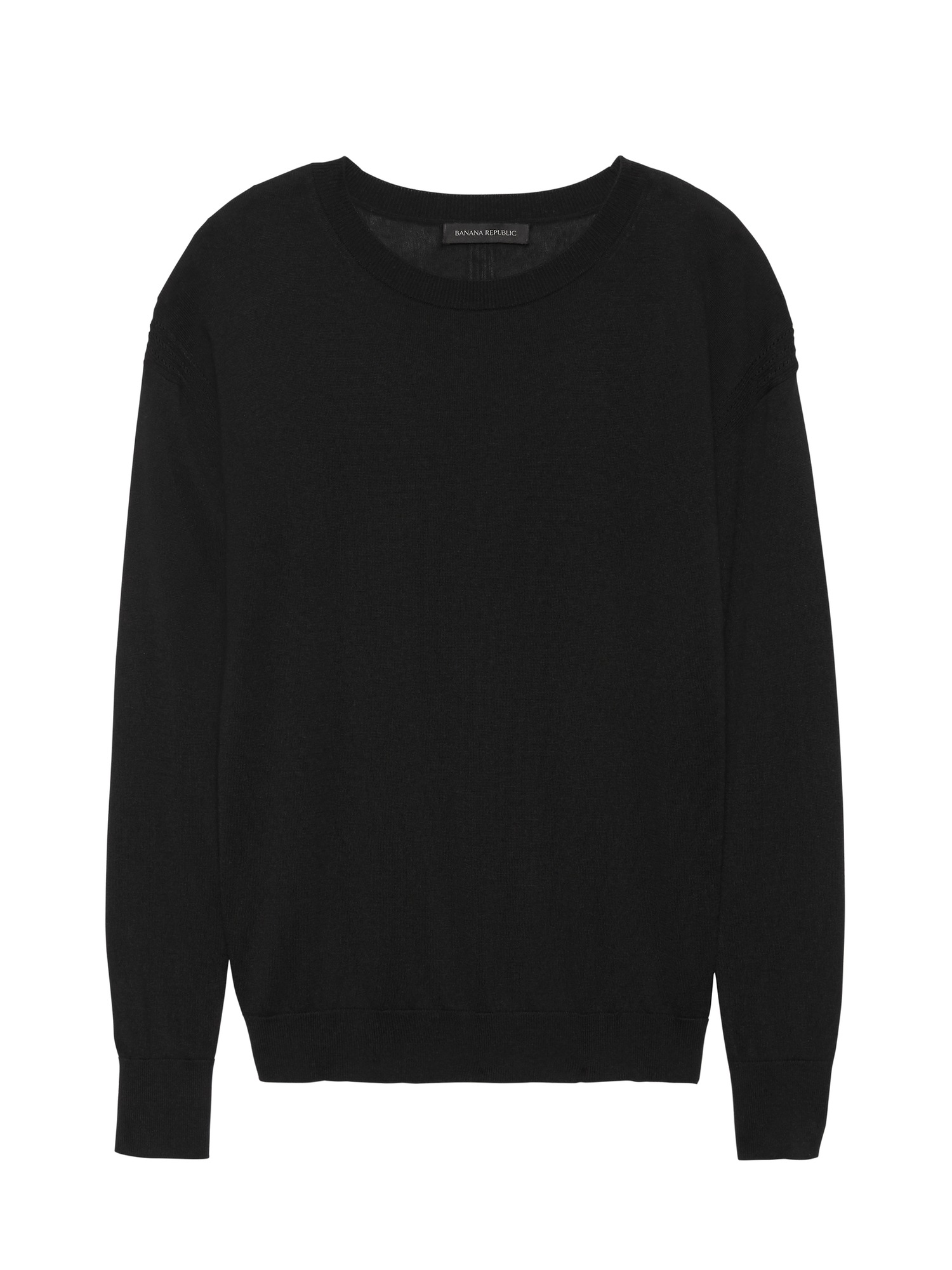 SilkCotton Pointelle CrewNeck Sweater Banana Republic