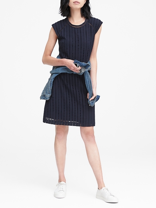 Banana republic navy eyelet dress online