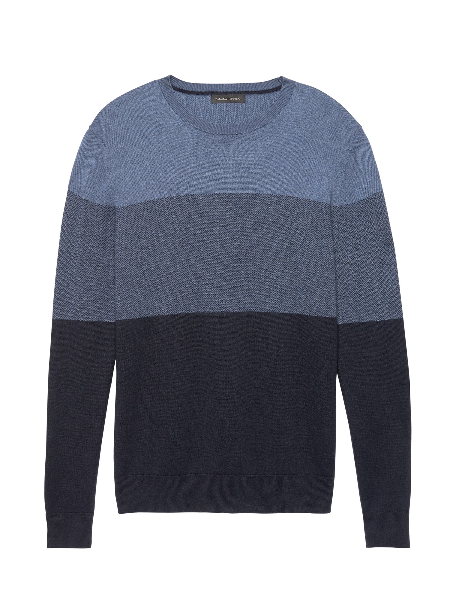 Silk Cotton Cashmere Block-Stripe Sweater