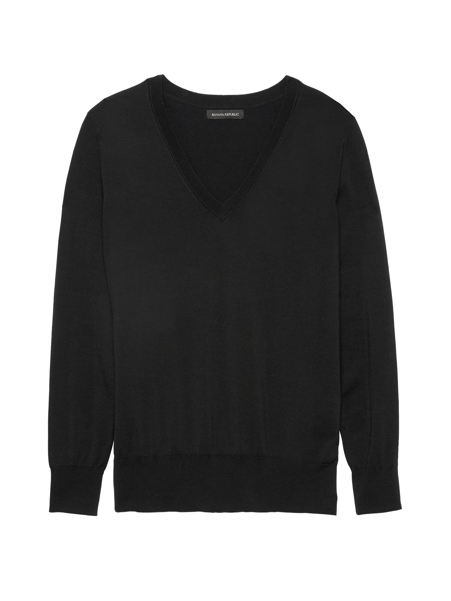 Stretch-Cotton V-Neck Sweater